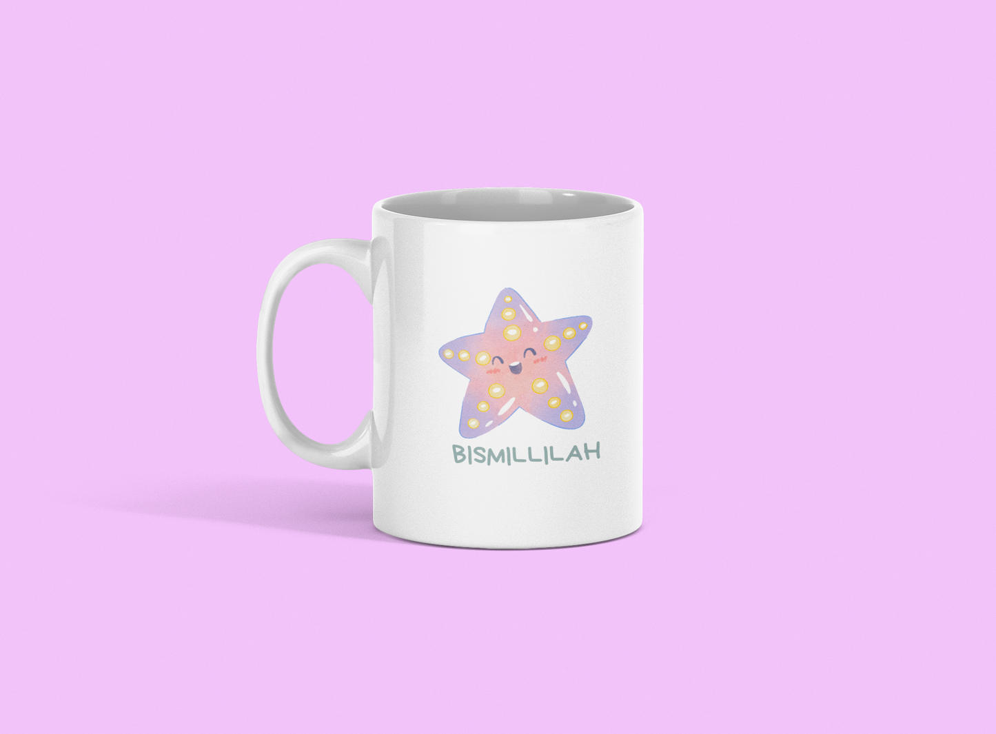 Bismillah Star Ceramic Coffee Cup - 11oz & 15oz, Cute Design for Everyday Joy