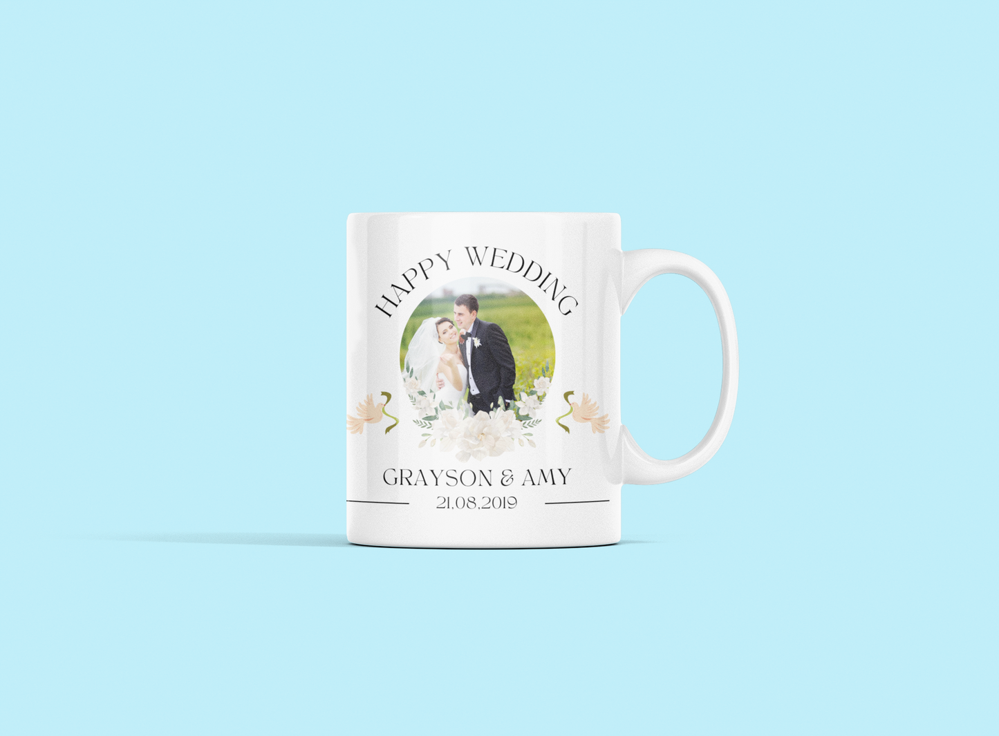 Personalised Wedding Mug for Couples - Happy Wedding Gift