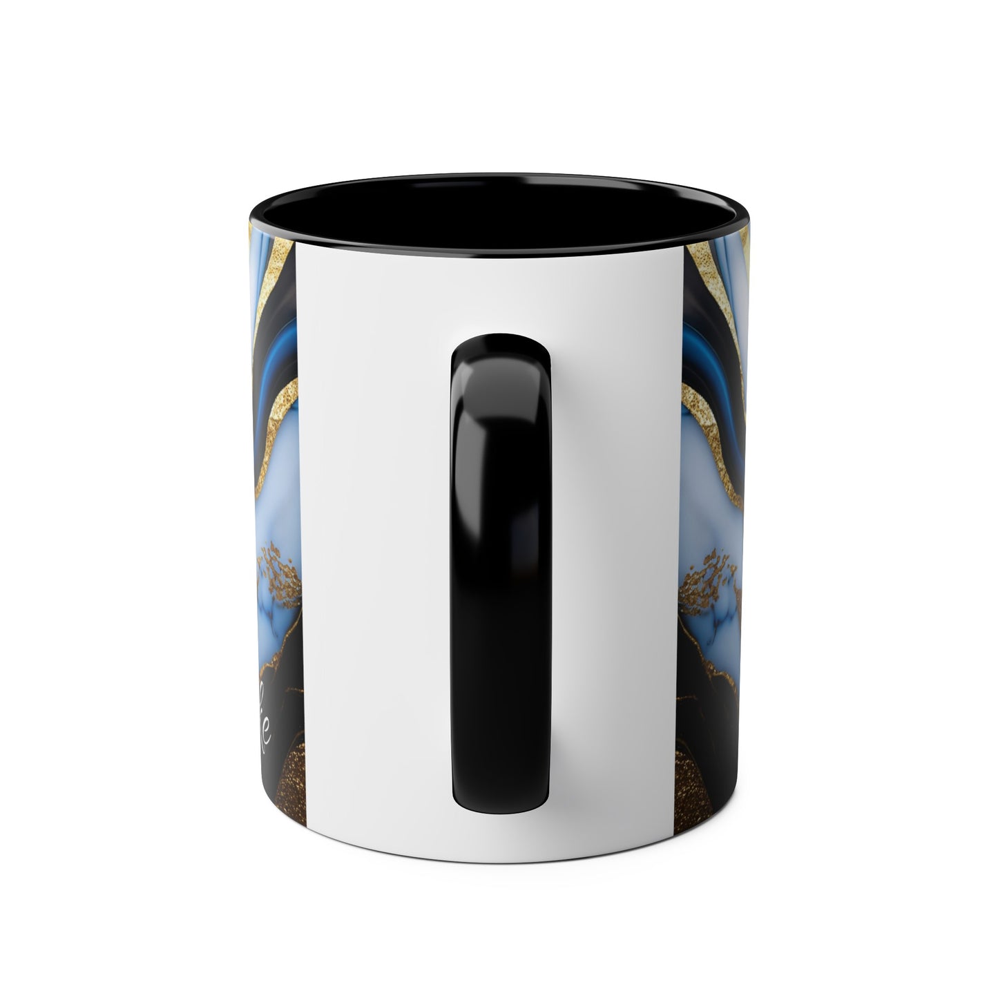 Personalised Marble ink Art Mug (blue,gold)