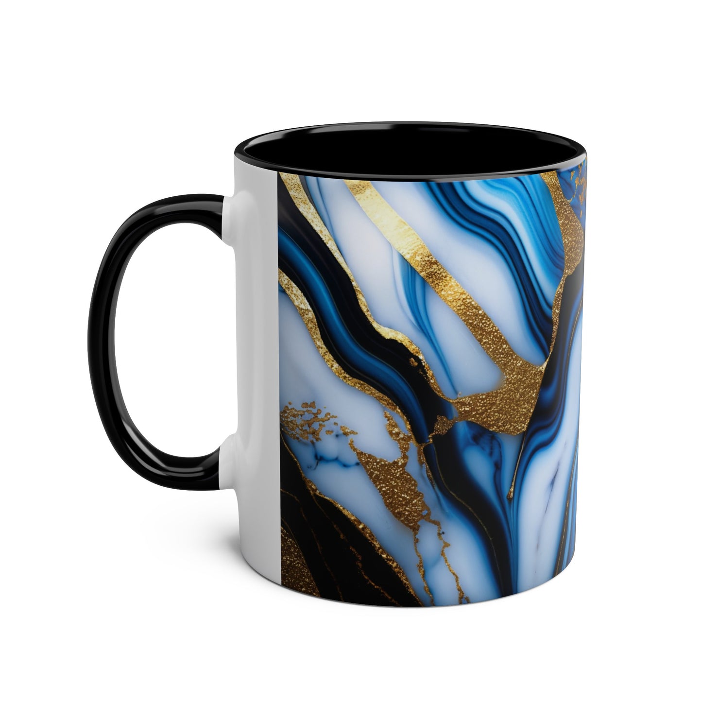 Personalised Marble ink Art Mug (blue,gold)