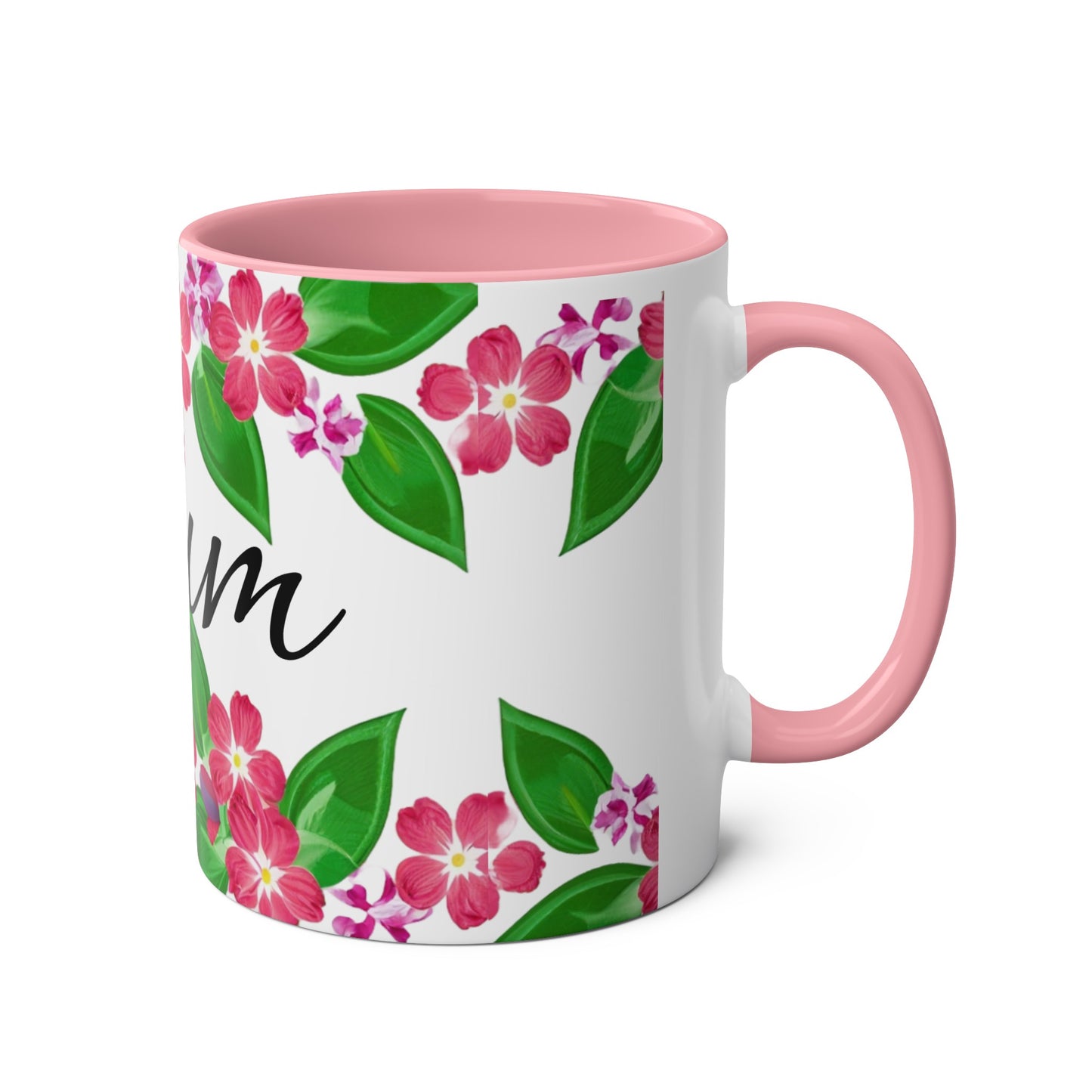 Two-Tone Floral MUM Coffee Mugs, 11oz