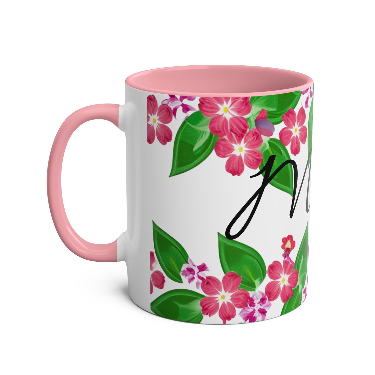 Two-Tone Floral MUM Coffee Mugs, 11oz