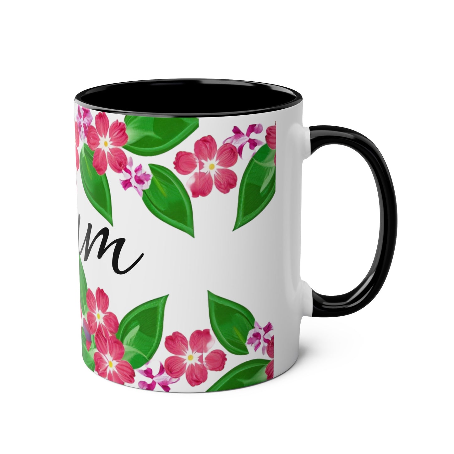 Two-Tone Floral MUM Coffee Mugs, 11oz