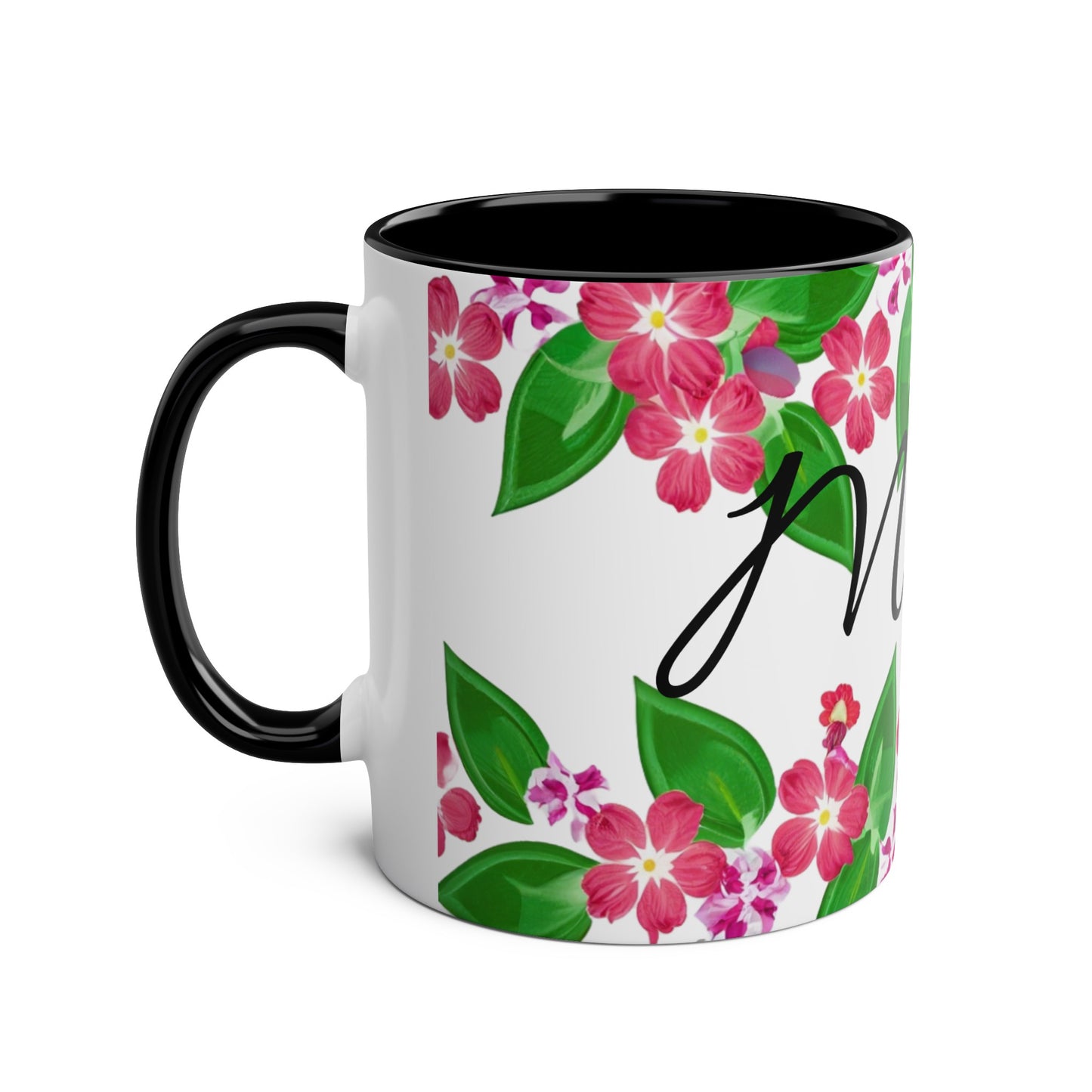 Two-Tone Floral MUM Coffee Mugs, 11oz