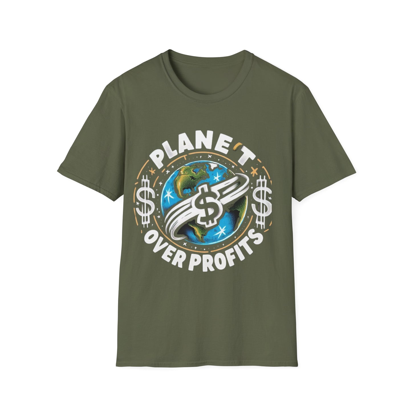 T-Shirt Planet Over Profits Eco-Friendly Unisex Softstyle