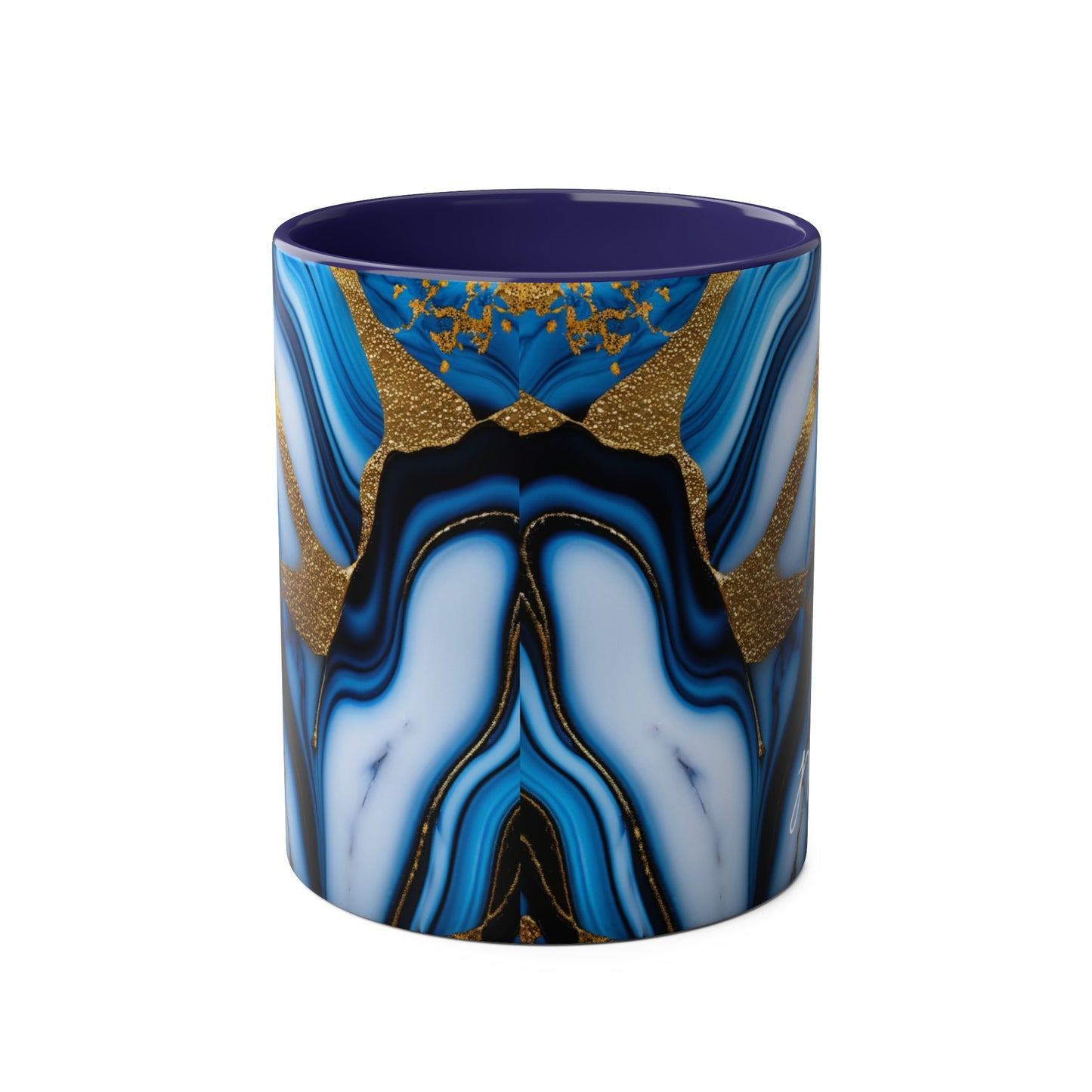 Personalised Marble ink Art Mug (blue,gold)