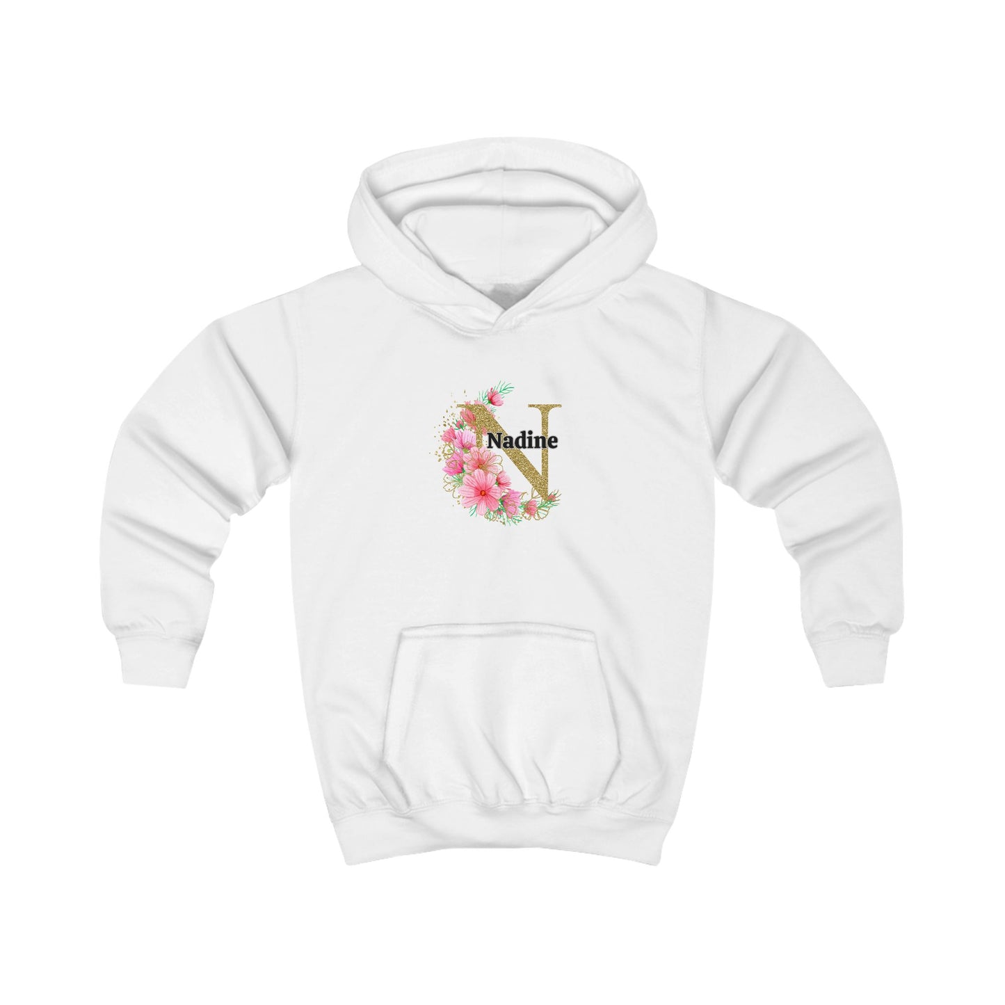 Personalised Floral Kids Hoodie - Custom Name Design