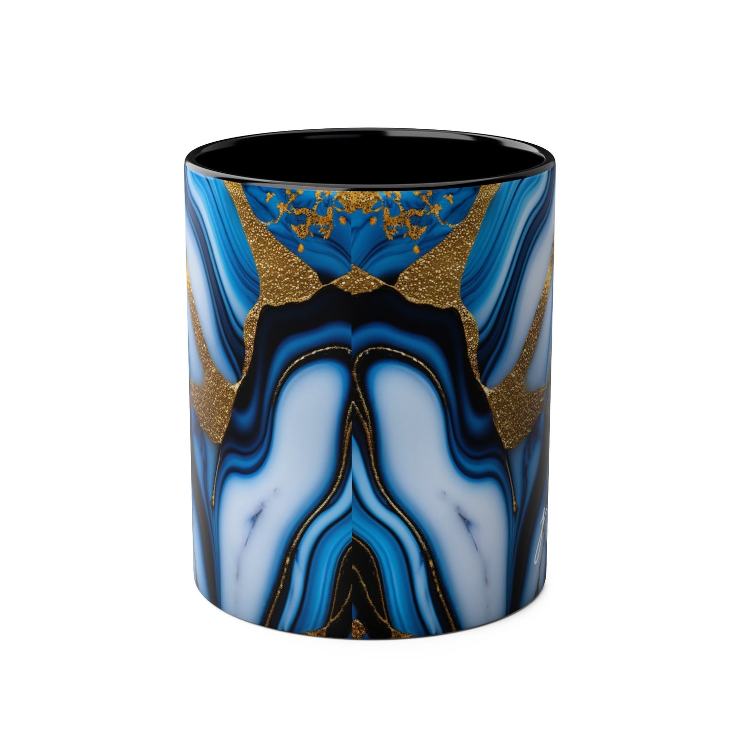 Personalised Marble ink Art Mug (blue,gold)