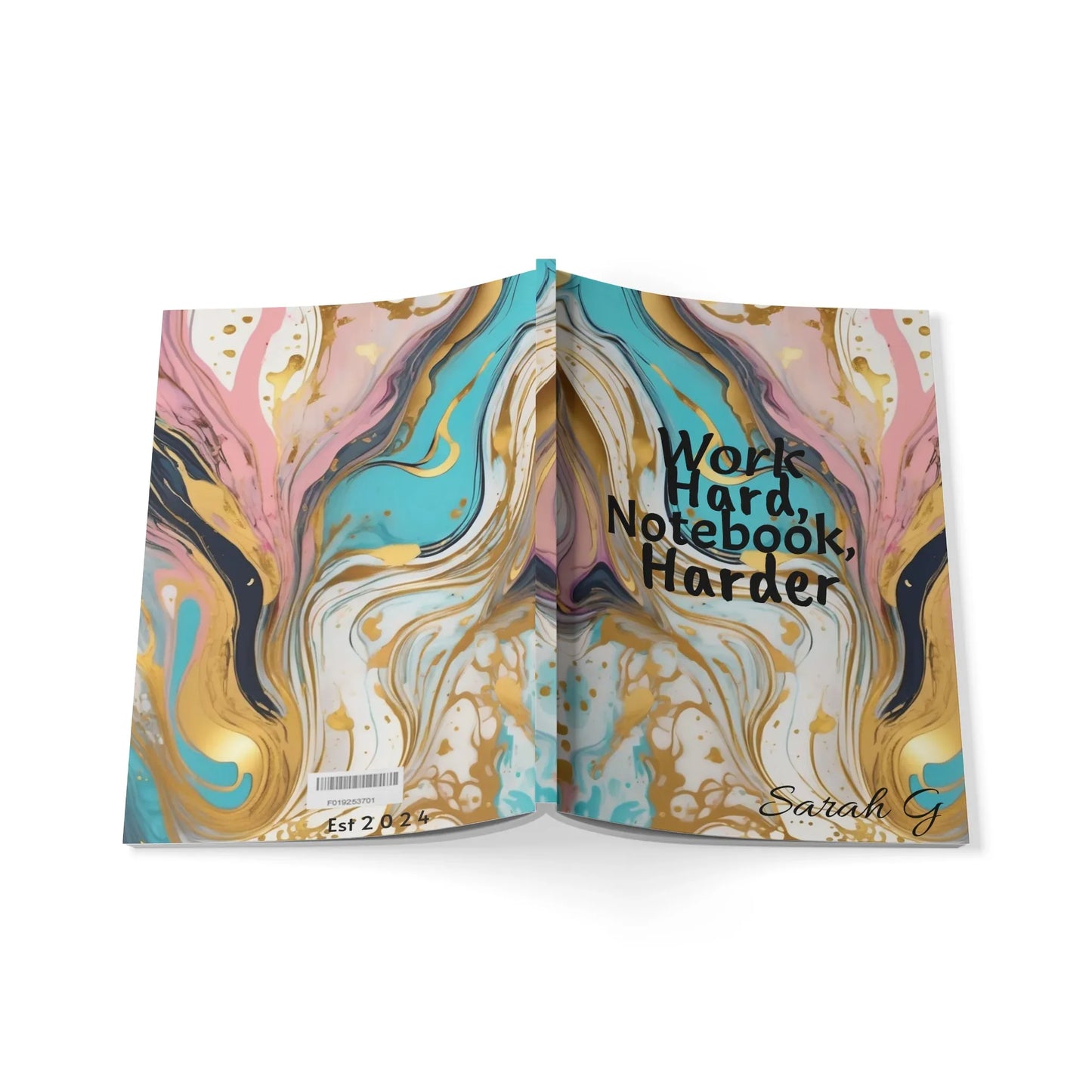 Personalised Name- 'Work Hard, Notebook Harder' - Alley Crafters