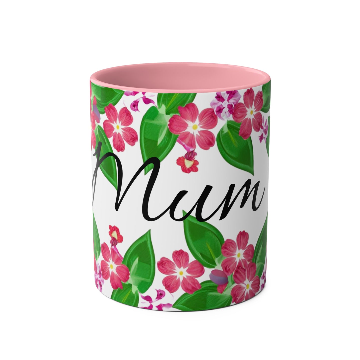 Two-Tone Floral MUM Coffee Mugs, 11oz