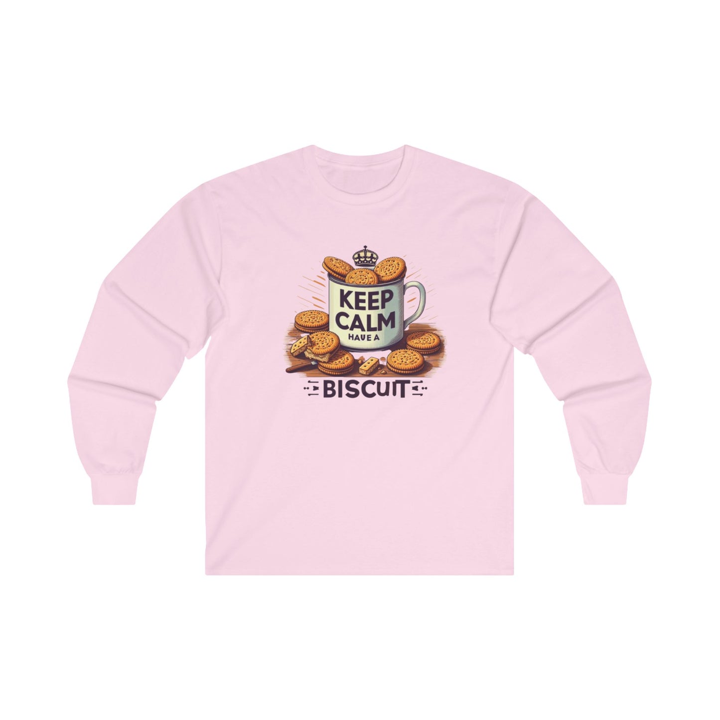 Long Sleeve Tee - Keep Calm Have a Biscuit Design