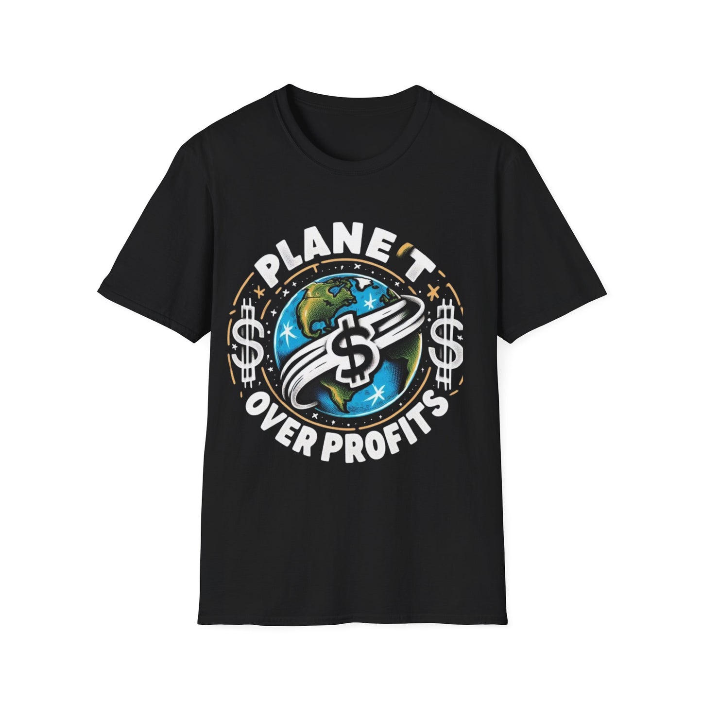 T-Shirt Planet Over Profits Eco-Friendly Unisex Softstyle