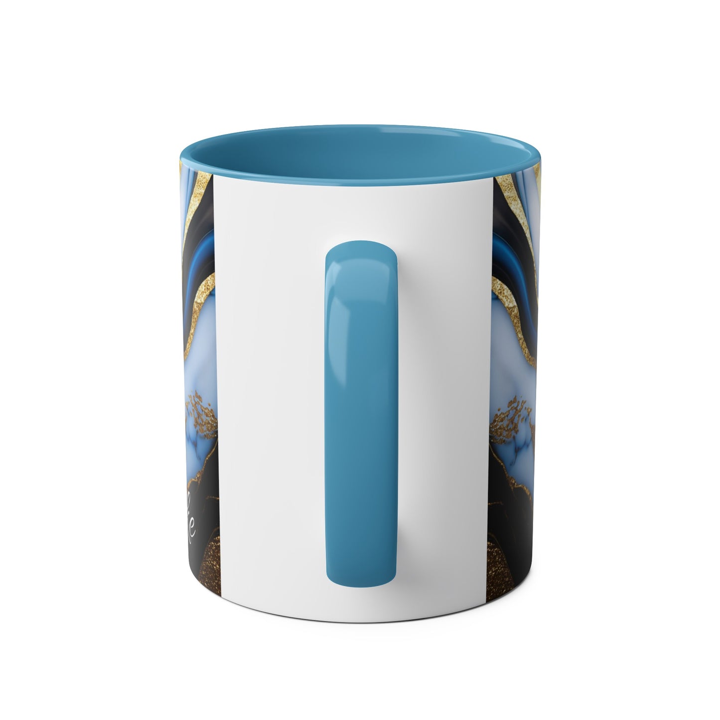 Personalised Marble ink Art Mug (blue,gold)