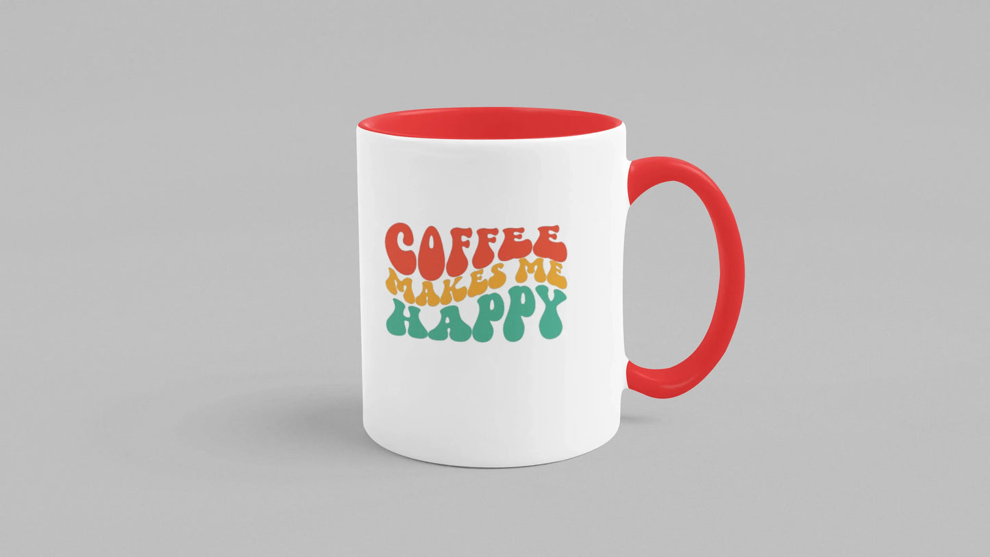Coffee Mug - Coffee Makes Me Happy Design - Alley Crafters