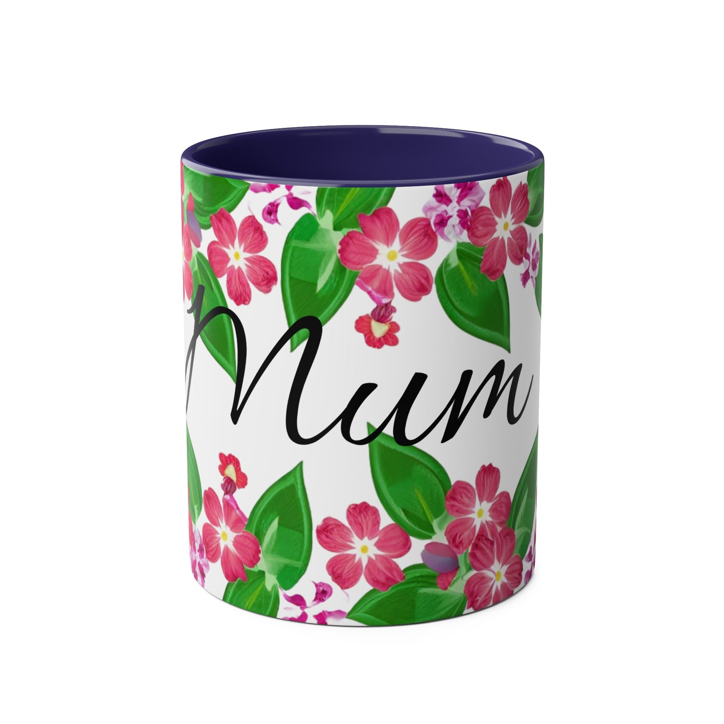Two-Tone Floral MUM Coffee Mugs, 11oz