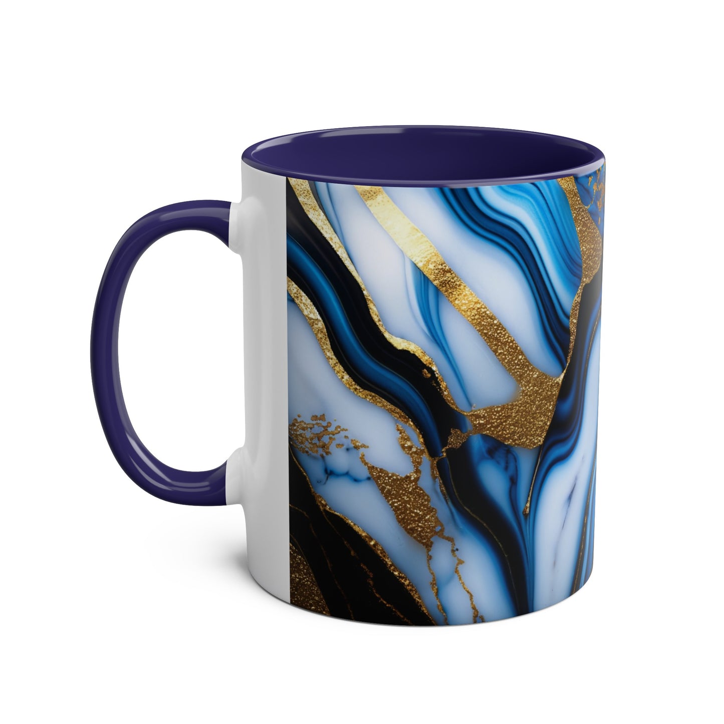 Personalised Marble ink Art Mug (blue,gold)