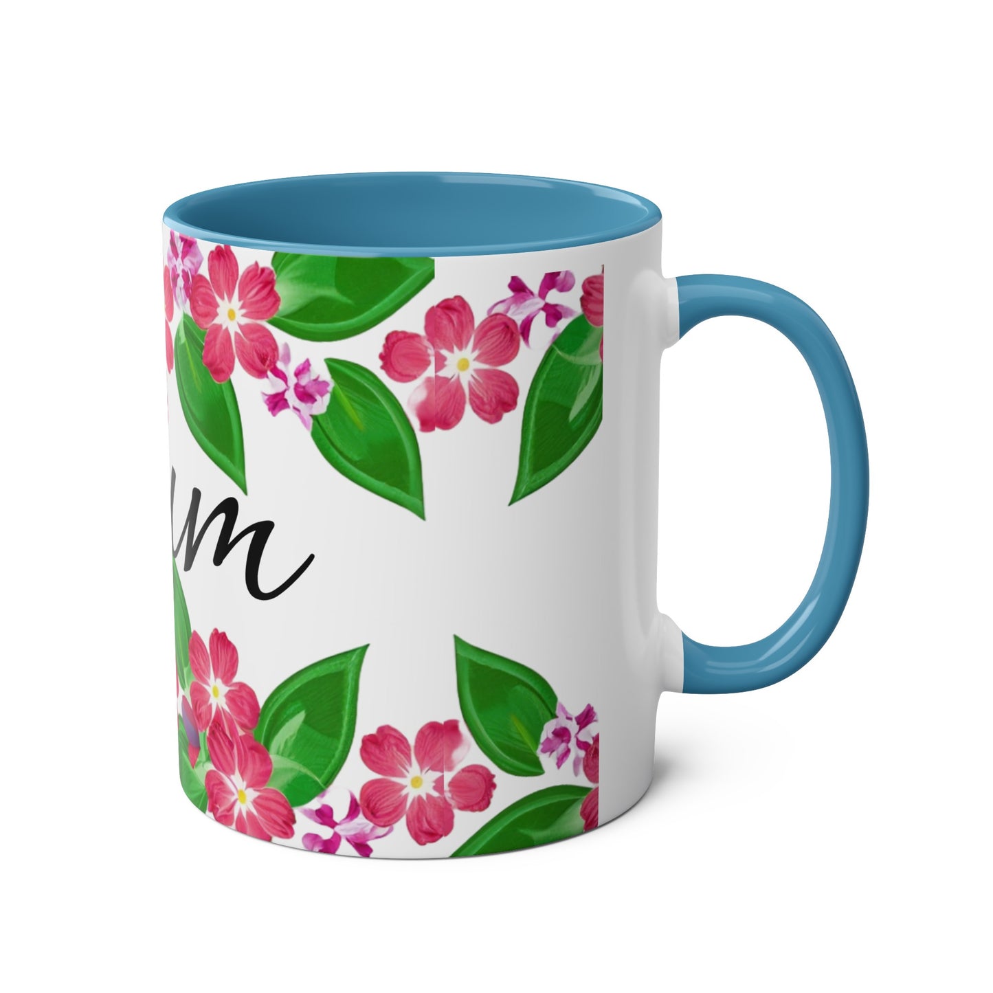 Two-Tone Floral MUM Coffee Mugs, 11oz