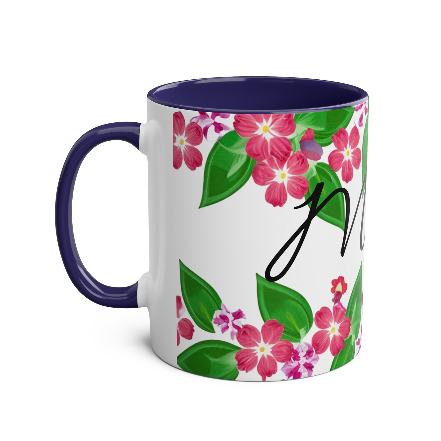 Two-Tone Floral MUM Coffee Mugs, 11oz