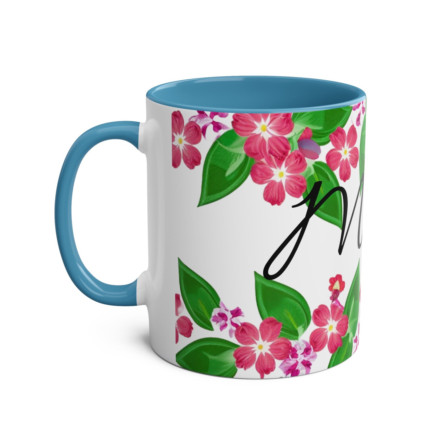 Two-Tone Floral MUM Coffee Mugs, 11oz