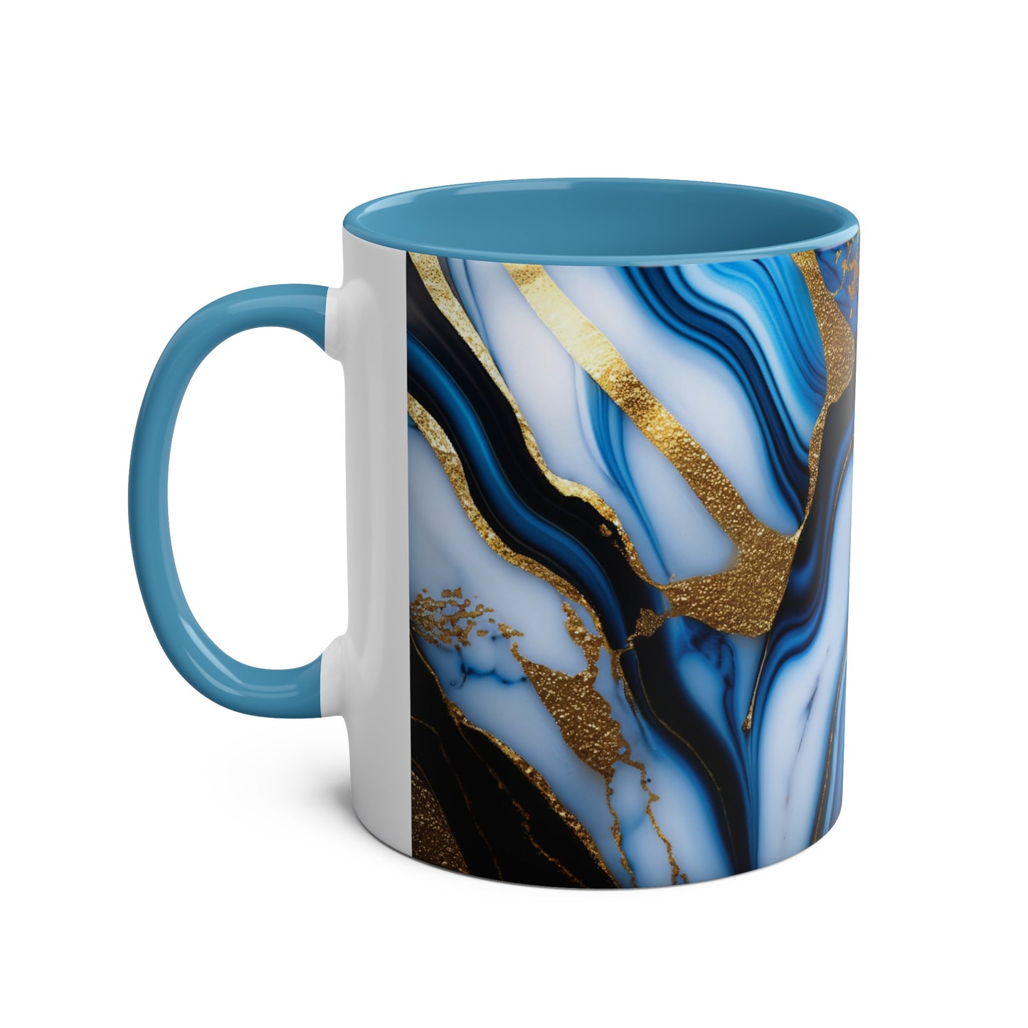 Personalised Marble ink Art Mug (blue,gold)