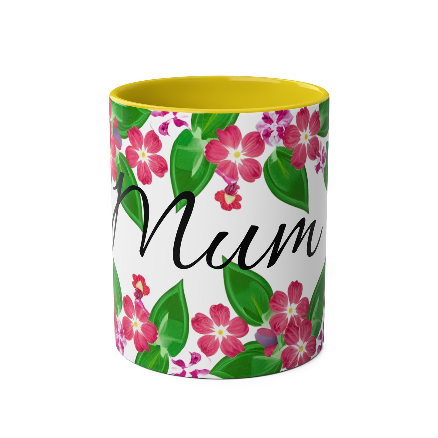Two-Tone Floral MUM Coffee Mugs, 11oz