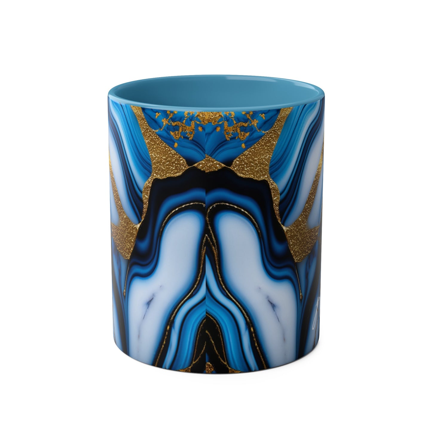 Personalised Marble ink Art Mug (blue,gold)