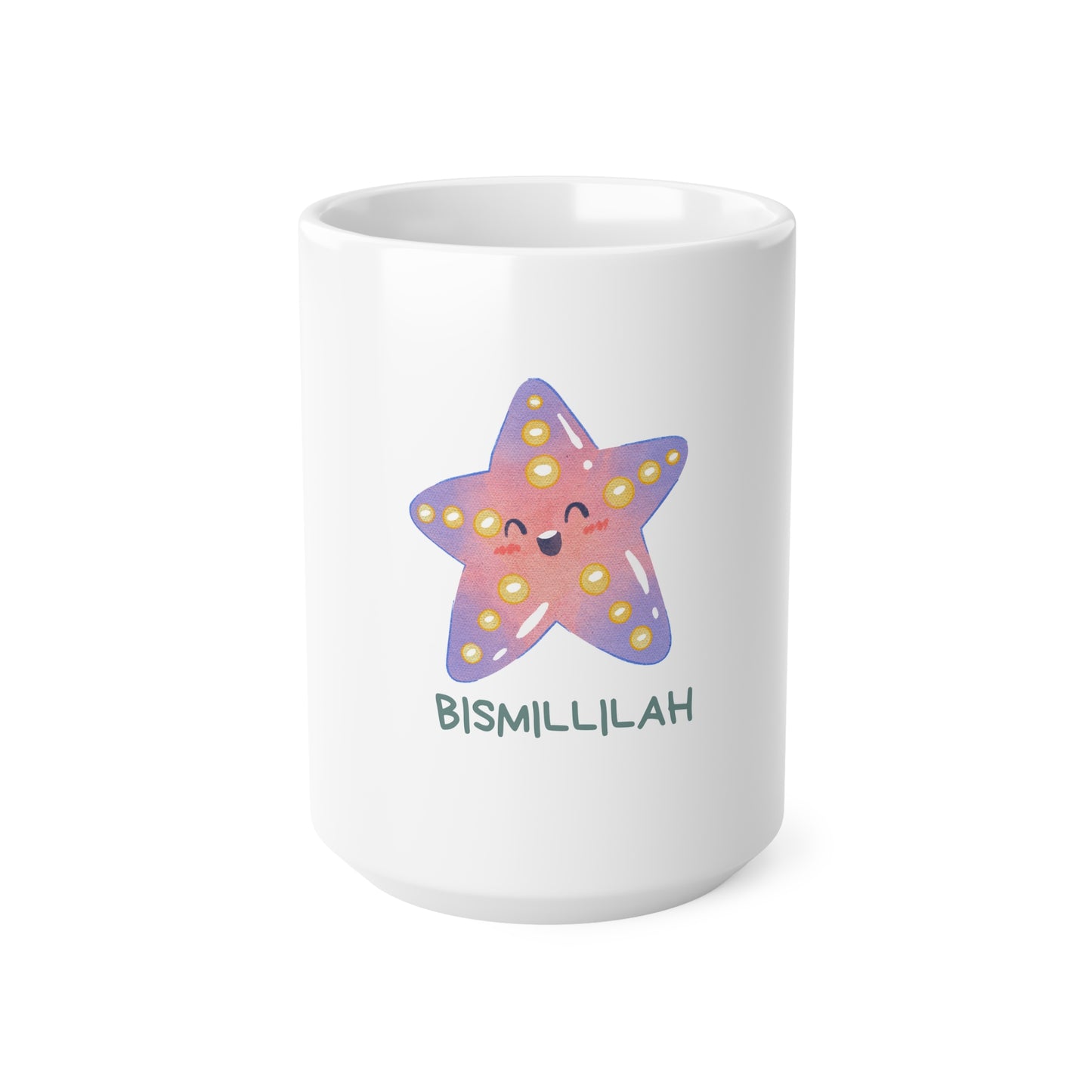 Bismillah Star Ceramic Coffee Cup - 11oz & 15oz, Cute Design for Everyday Joy