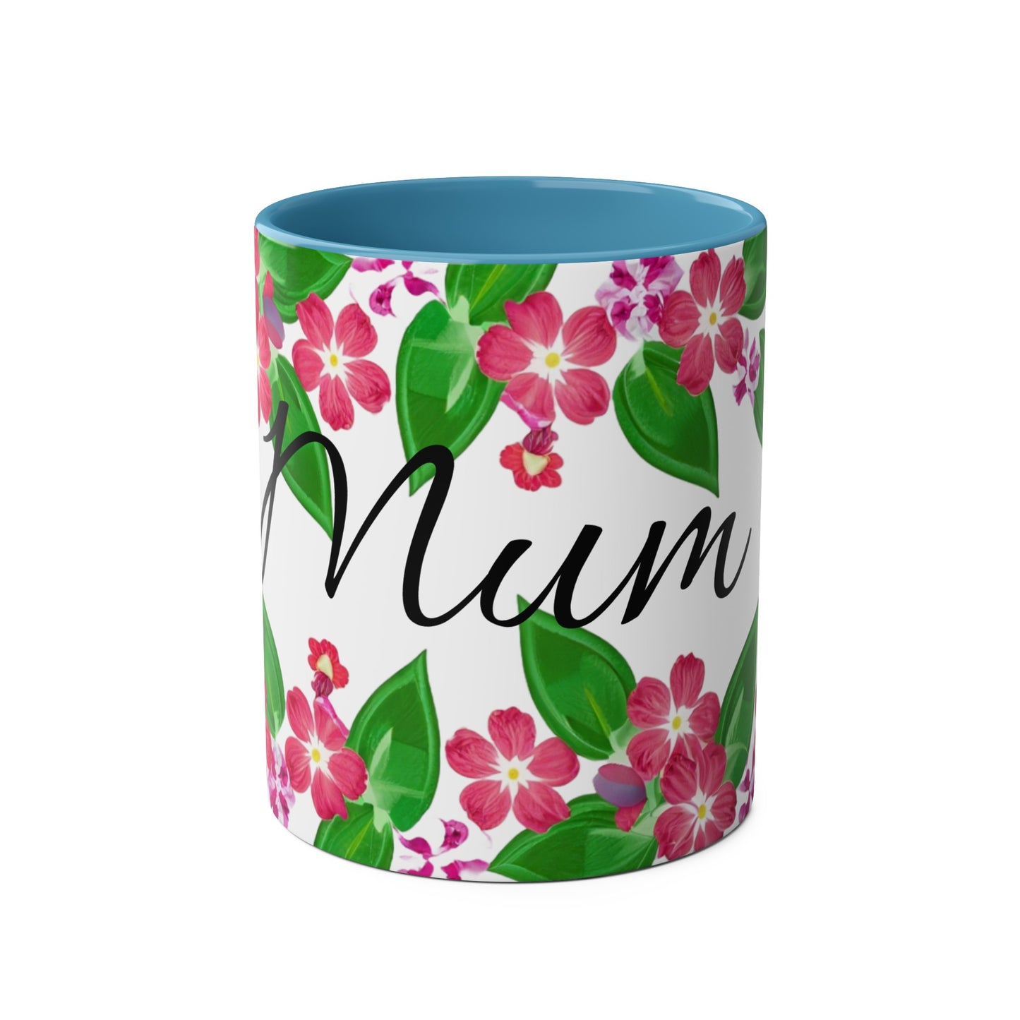 Two-Tone Floral MUM Coffee Mugs, 11oz