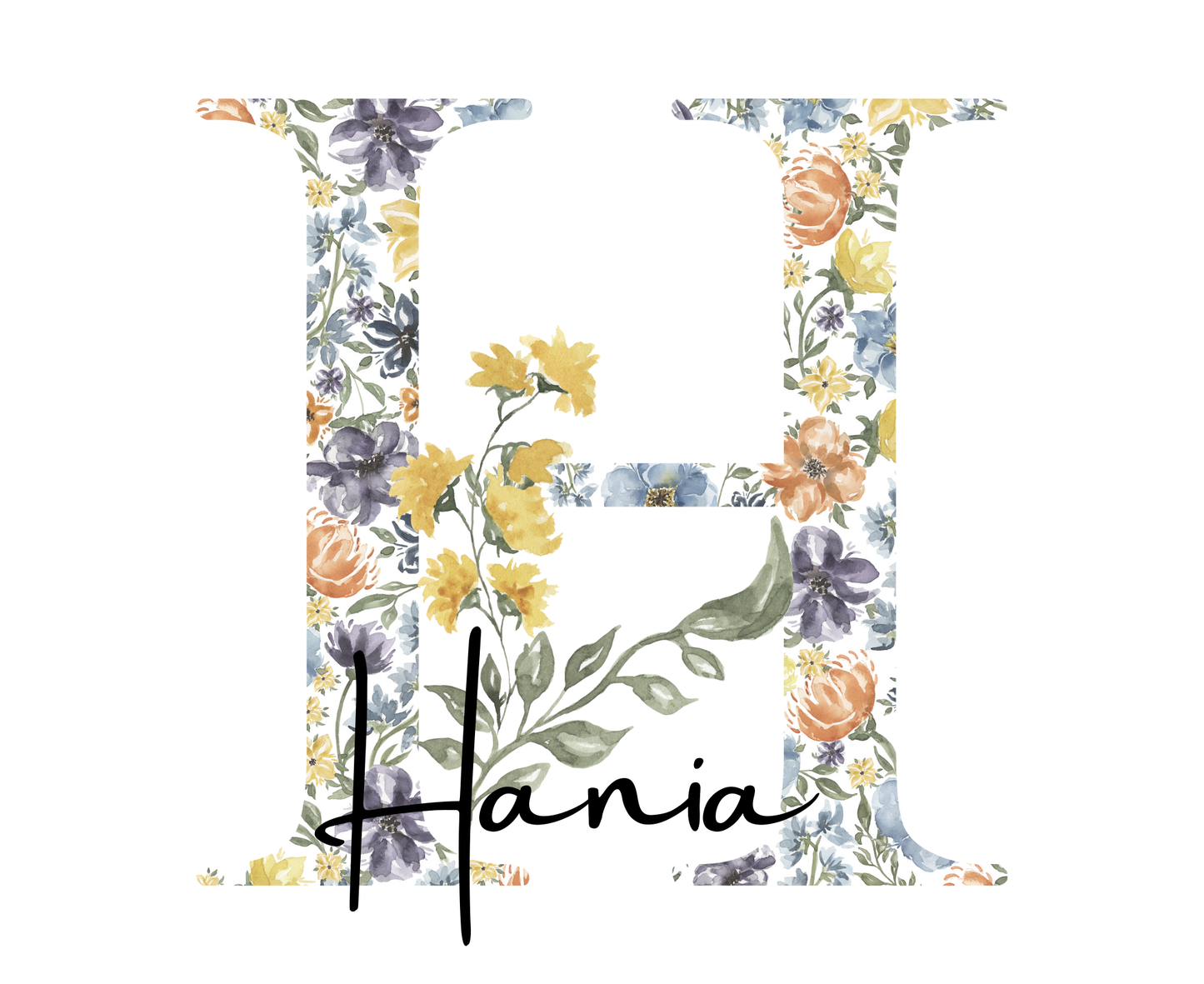 Kids Tee - Personalised Name Floral Initial Design