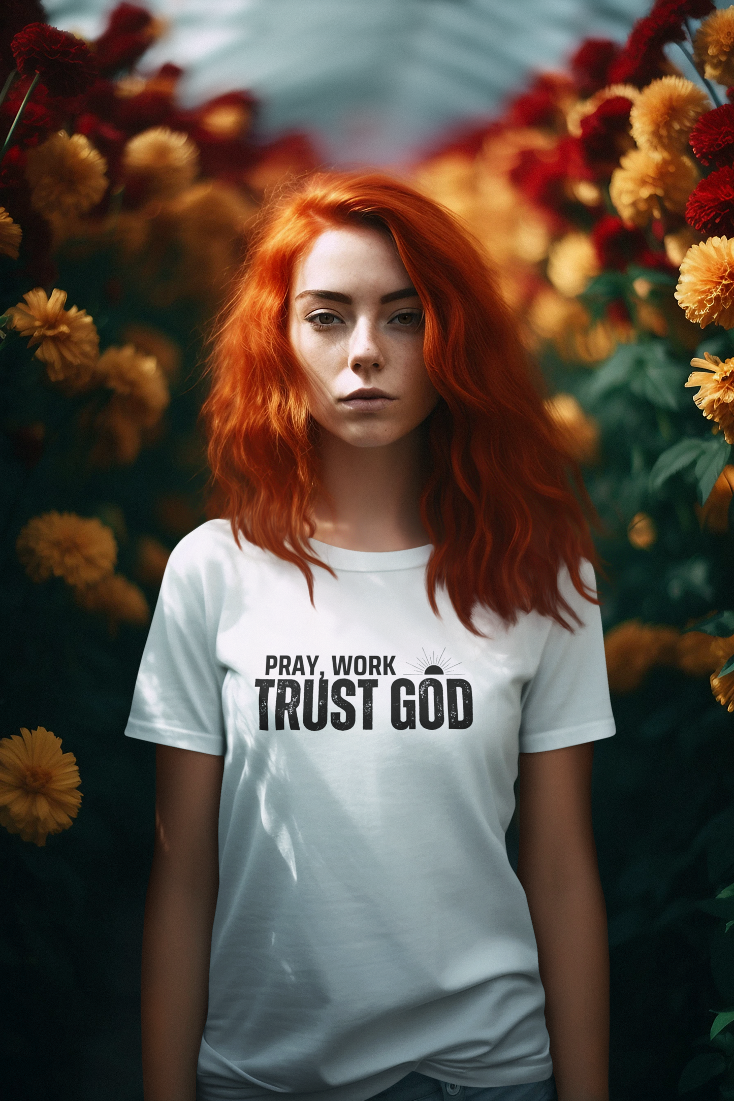 Pray, Work, Trust God" T-Shirt