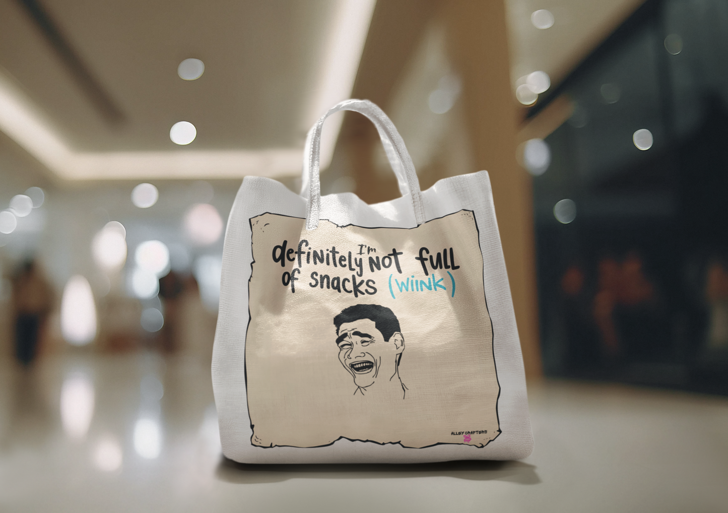 'I'm Definitely Not Full of Snacks (Wink)' Tote Bag