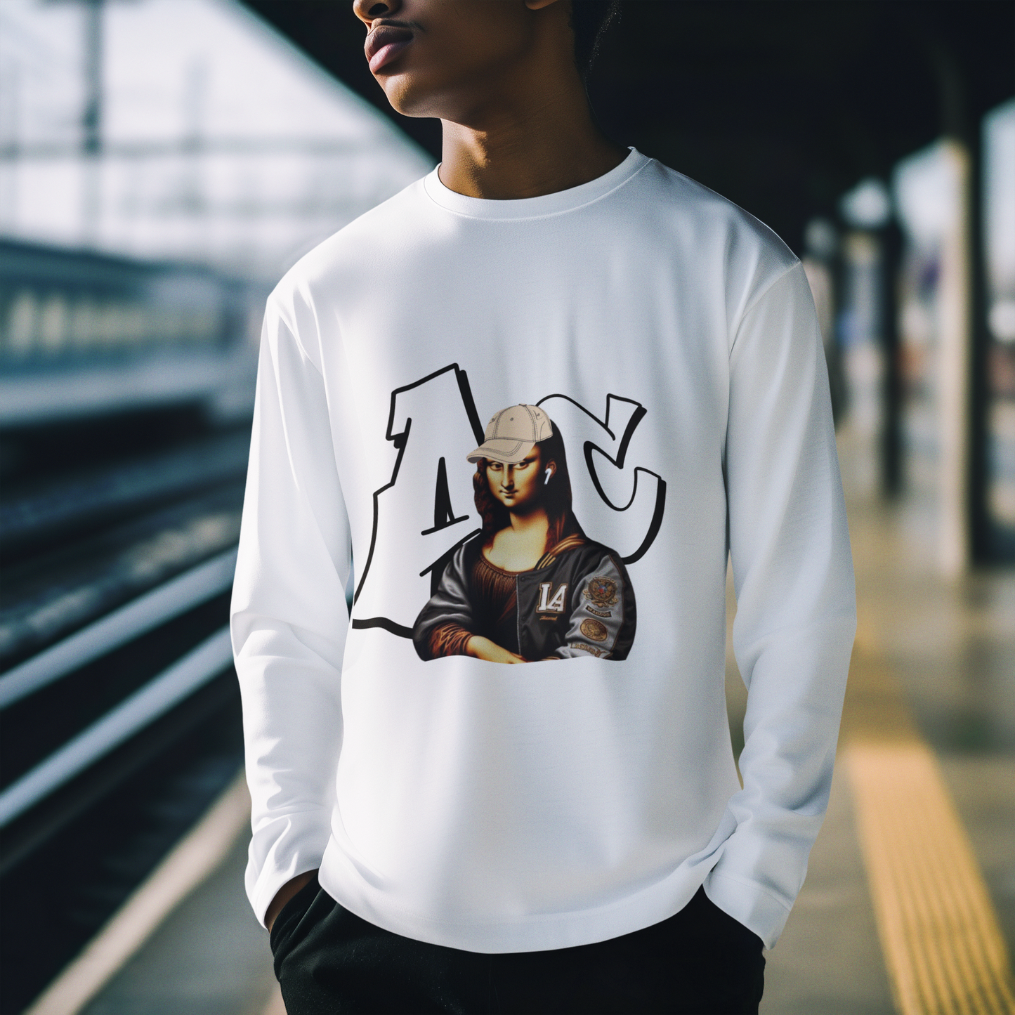 Streetwear Long Sleeve Tee featuring Mona Lisa