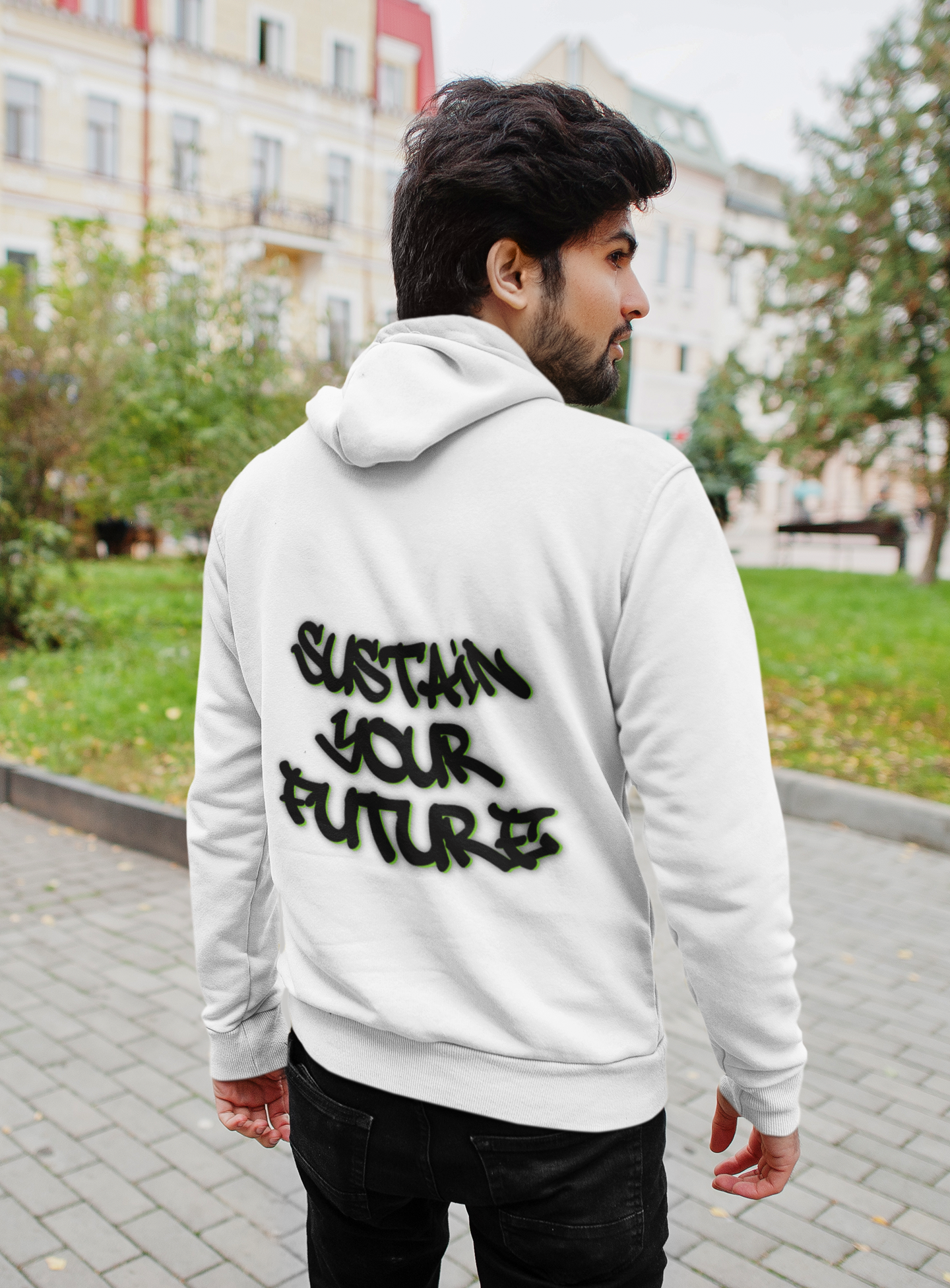 Sustainable Hooded Sweatshirt - Sustain Your Future Design