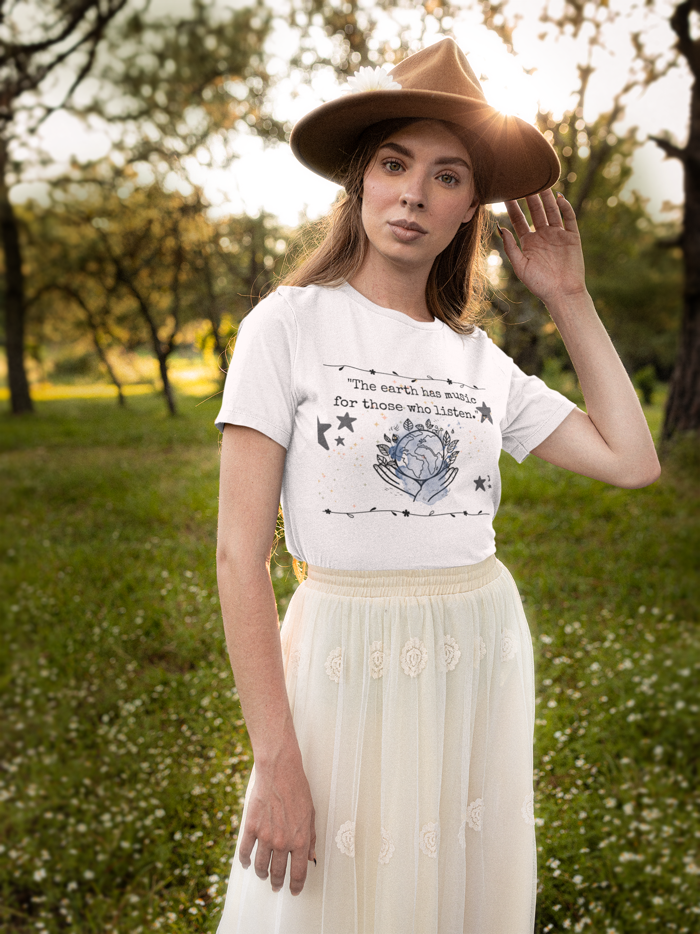 Earth Music Listening Unisex T-Shirt, Nature Lover Tee, Environmental Shirt, Planet Earth Quote Top, Earth Day Gift