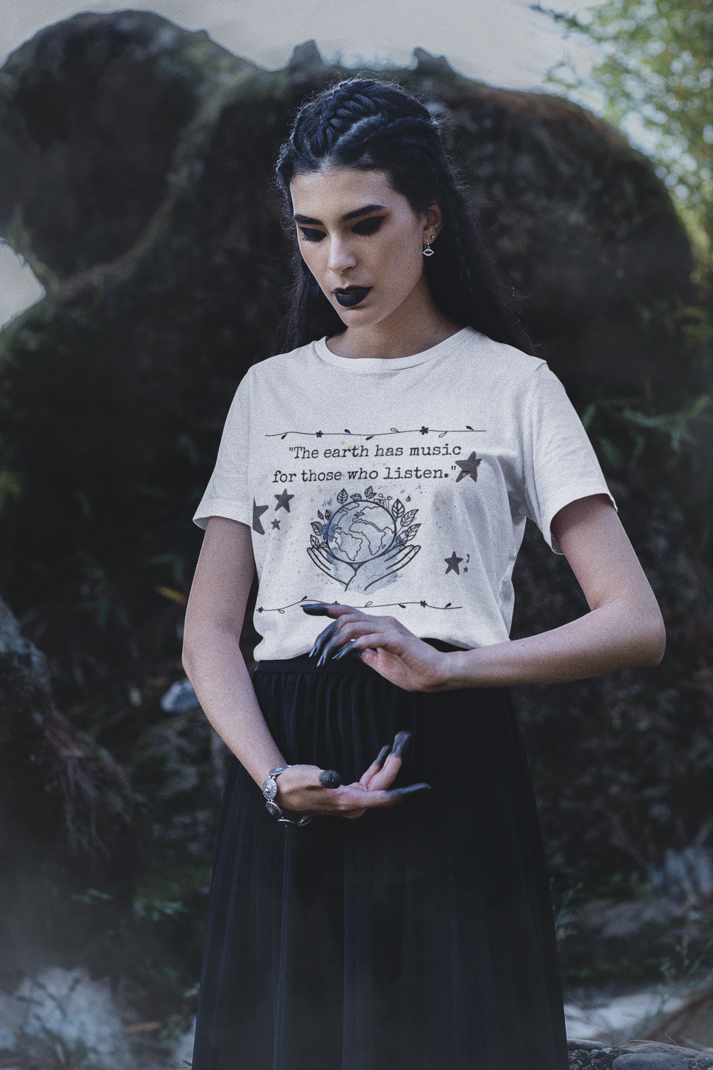 Earth Music Listening Unisex T-Shirt, Nature Lover Tee, Environmental Shirt, Planet Earth Quote Top, Earth Day Gift