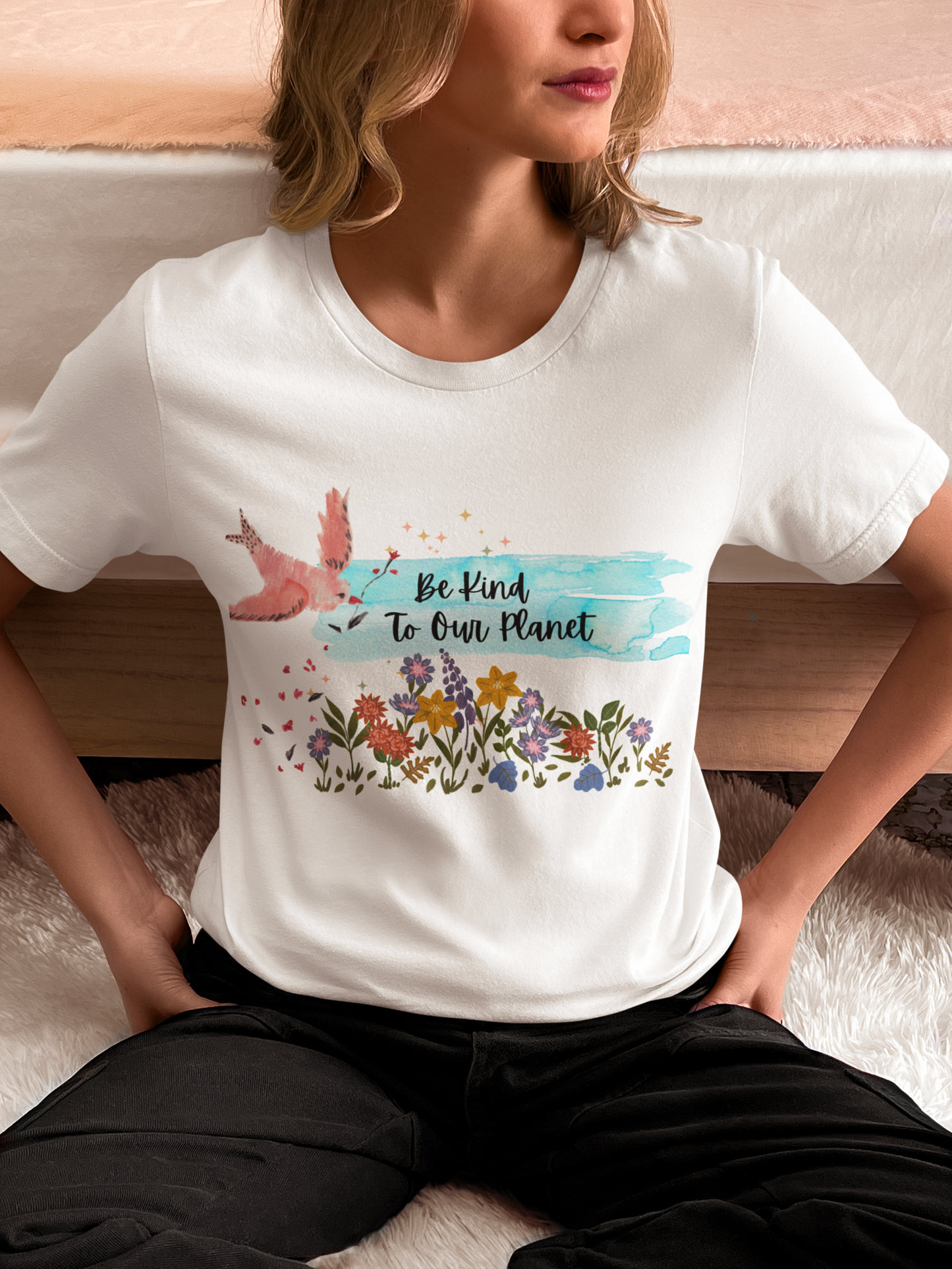 Peaceful Earth Watercolour T-Shirt, Eco-Friendly Planet Protection Tee, Be Kind Environmental Art Shirt, Awareness Climate Change Top,