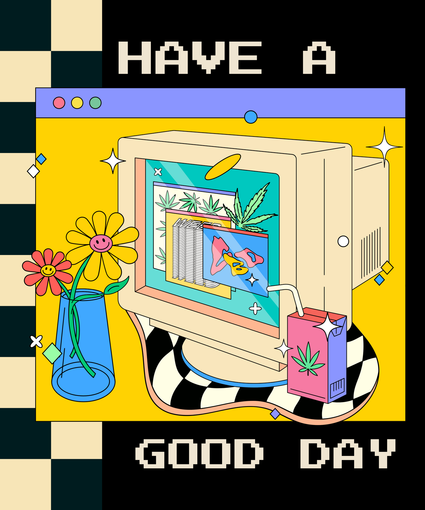 Retro Hooded Sweatshirt - 'Have A Good Day' Unisexx