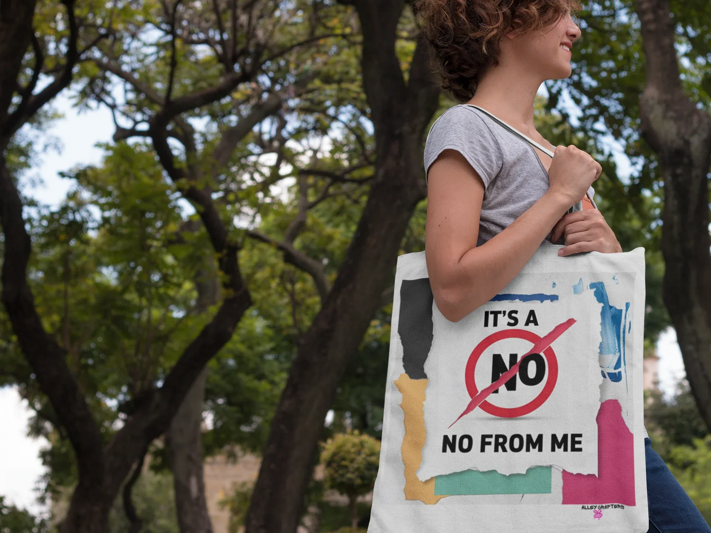 It’s a No From Me Collage Tote Bag - Alley Crafters