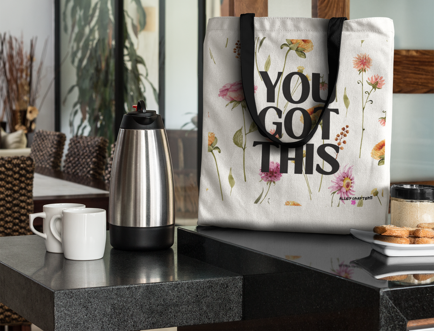 Inspirational Floral Tote Bag - You Got This