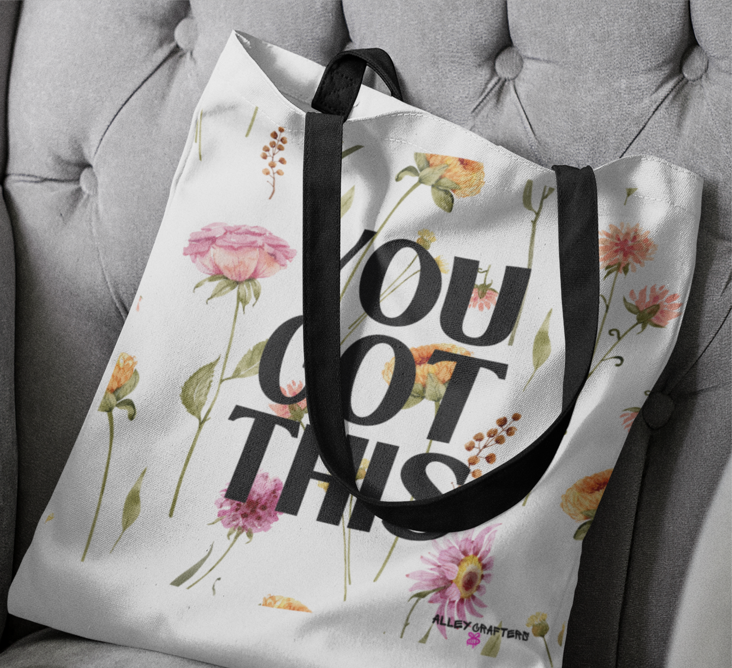 Inspirational Floral Tote Bag - You Got This
