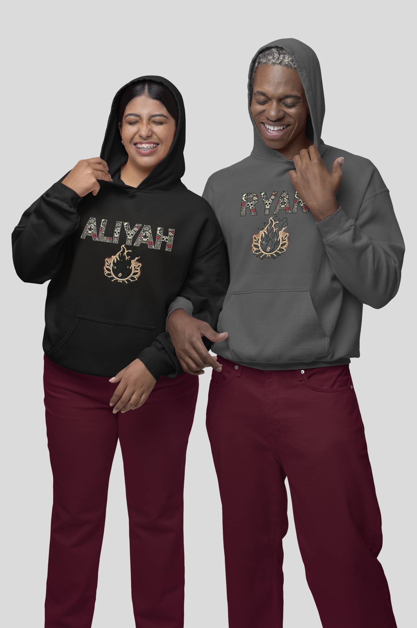 Fire Graphic Unisex Hoodie - Personalized Edgy Lettering Design