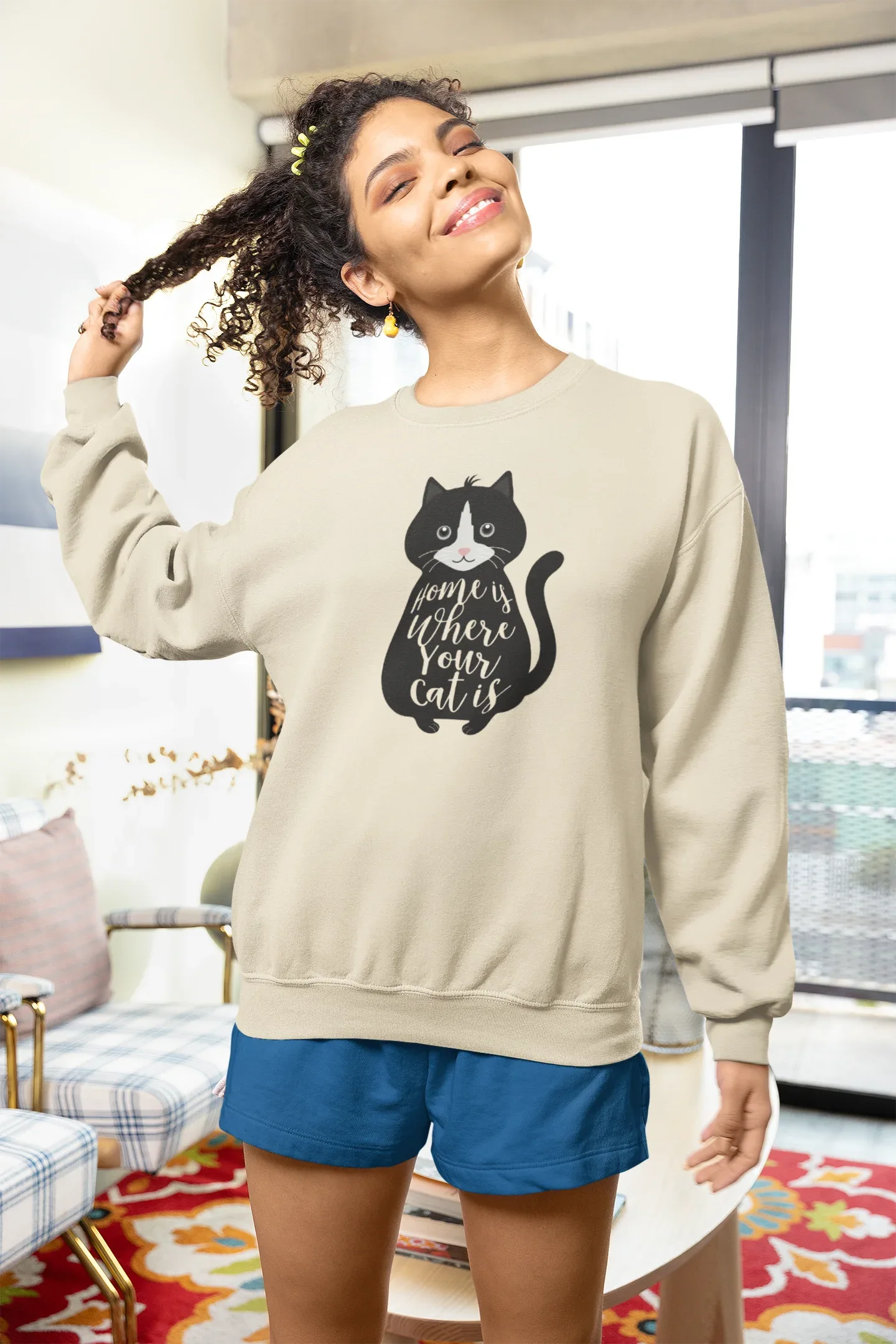 “Home Is Where Your Cat Is” Sweatshirt - Alley Crafters