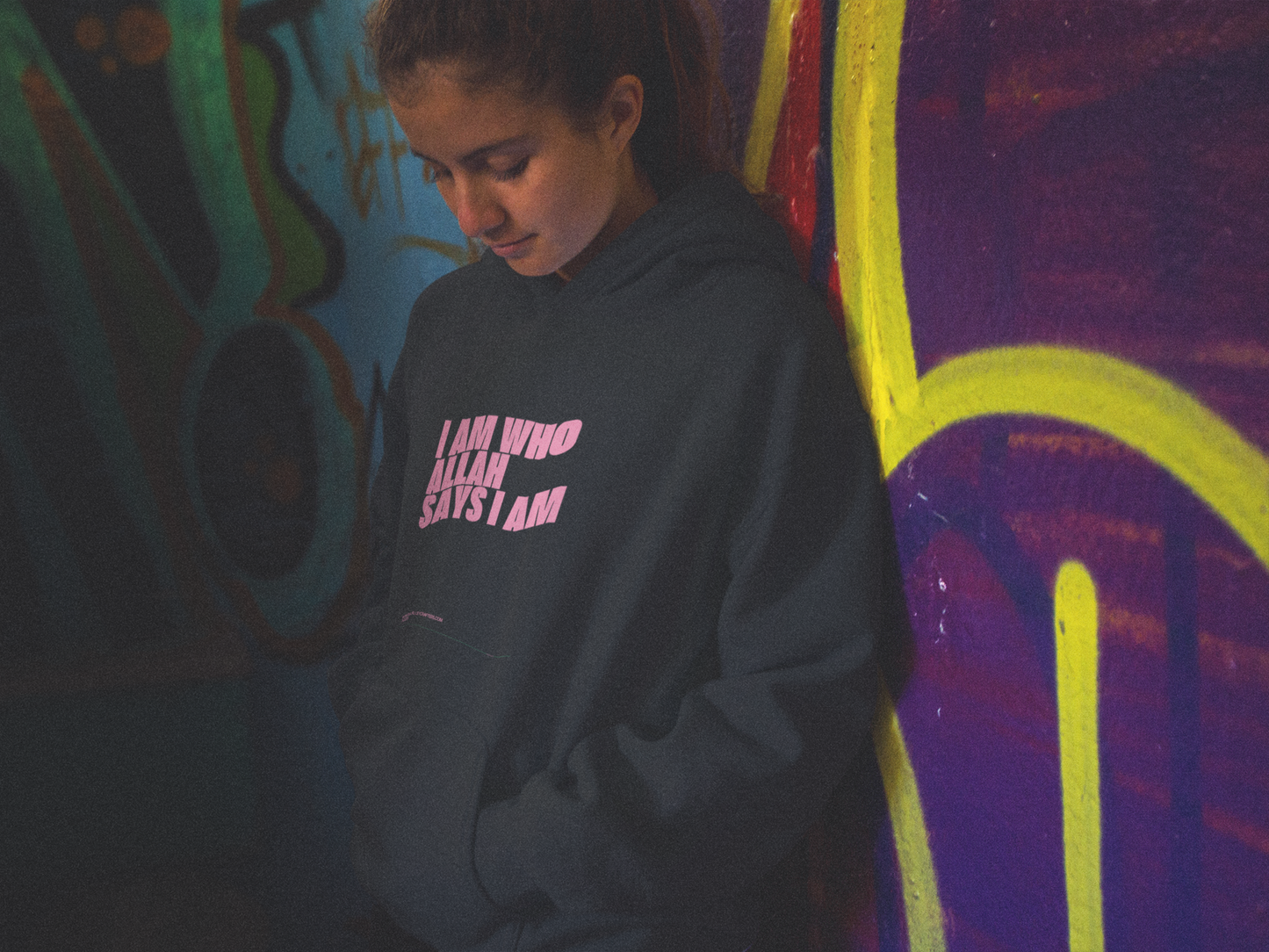 Hooded Sweatshirt - "I Am Who Allah Says I Am." Typography Design