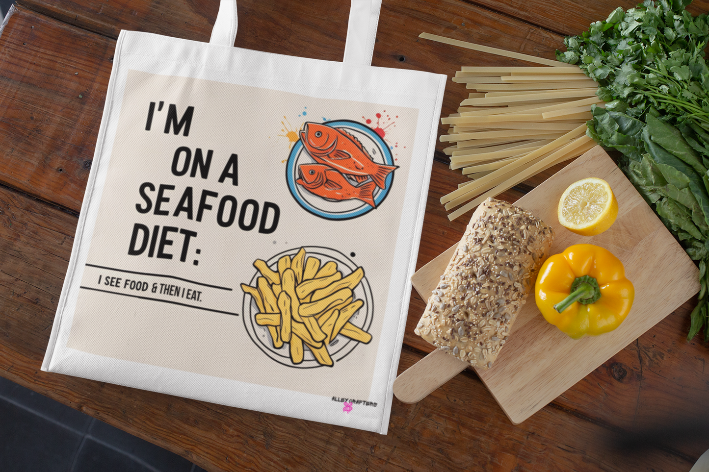 Quirky Seafood Diet Tote Bag