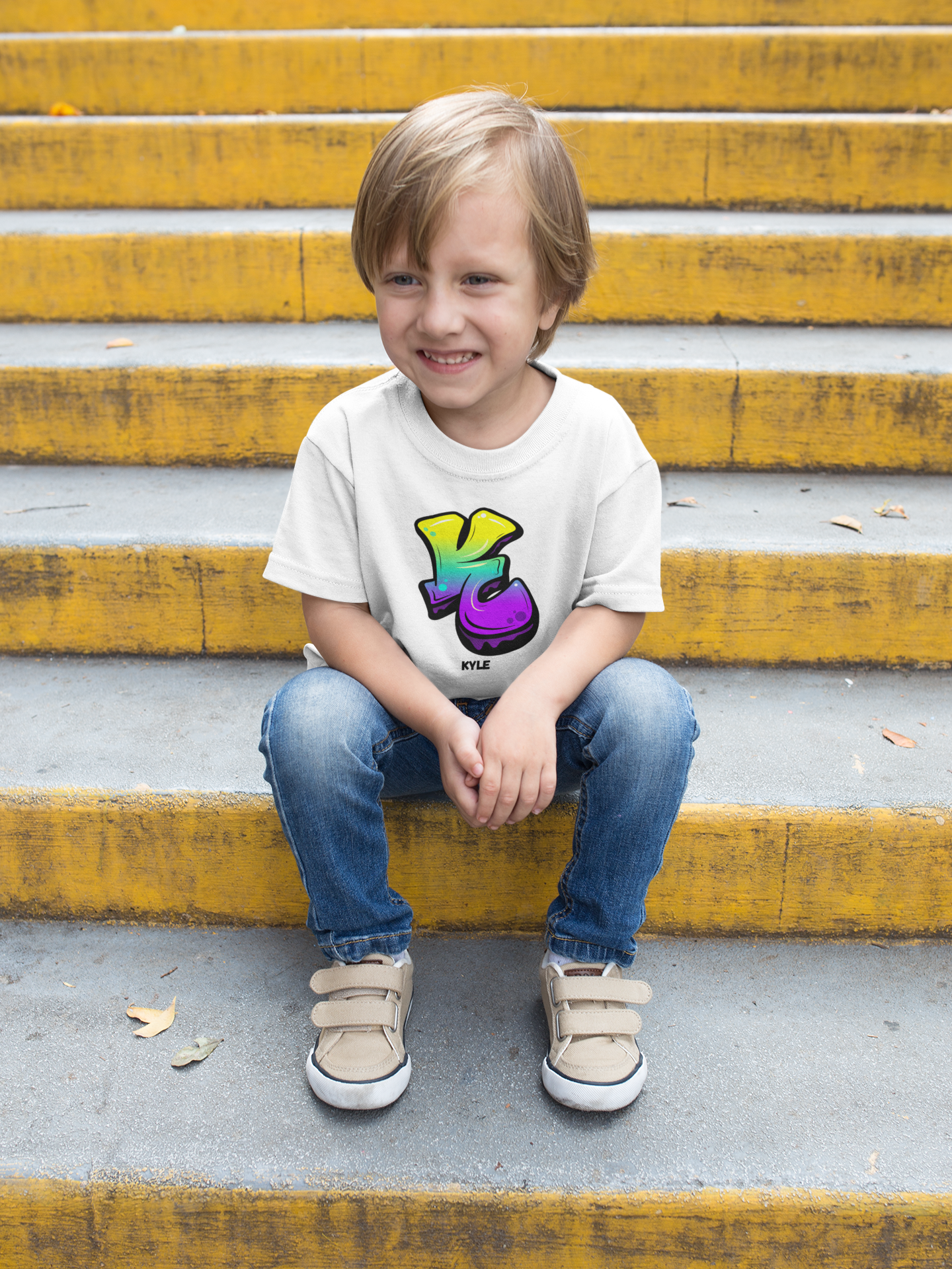 Personalised Toddler Tee Shirt with Name - Custom Fine Jersey Tee for Kids