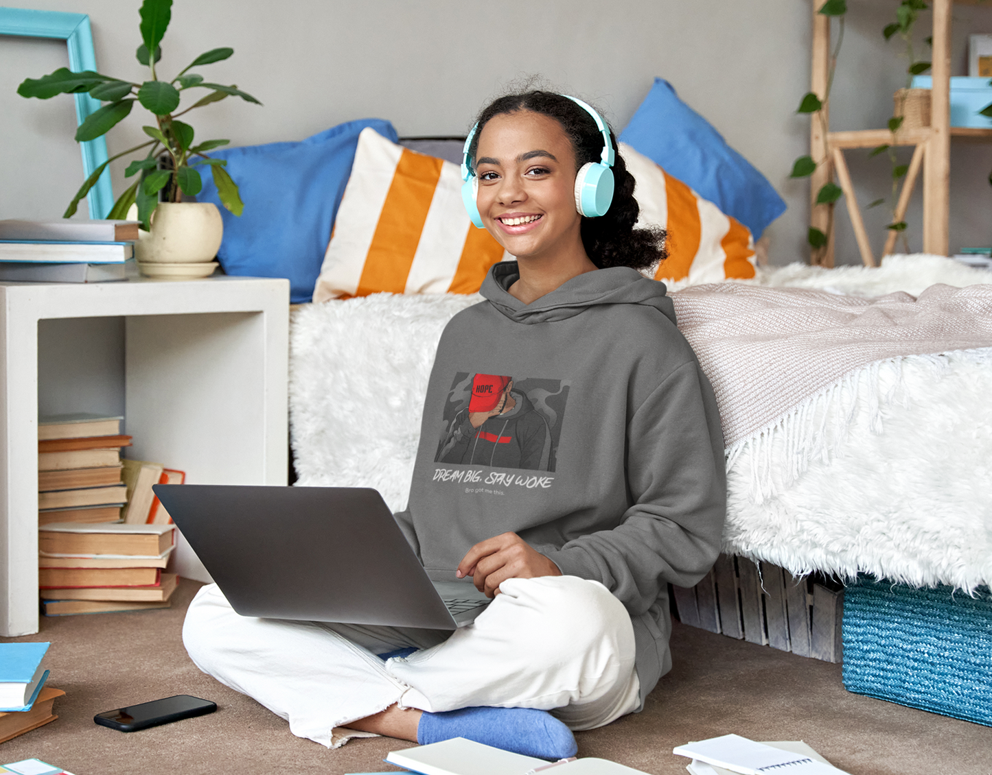 Hoodie Unisex- 'Dream Big Stay Woke' Inspirational Design