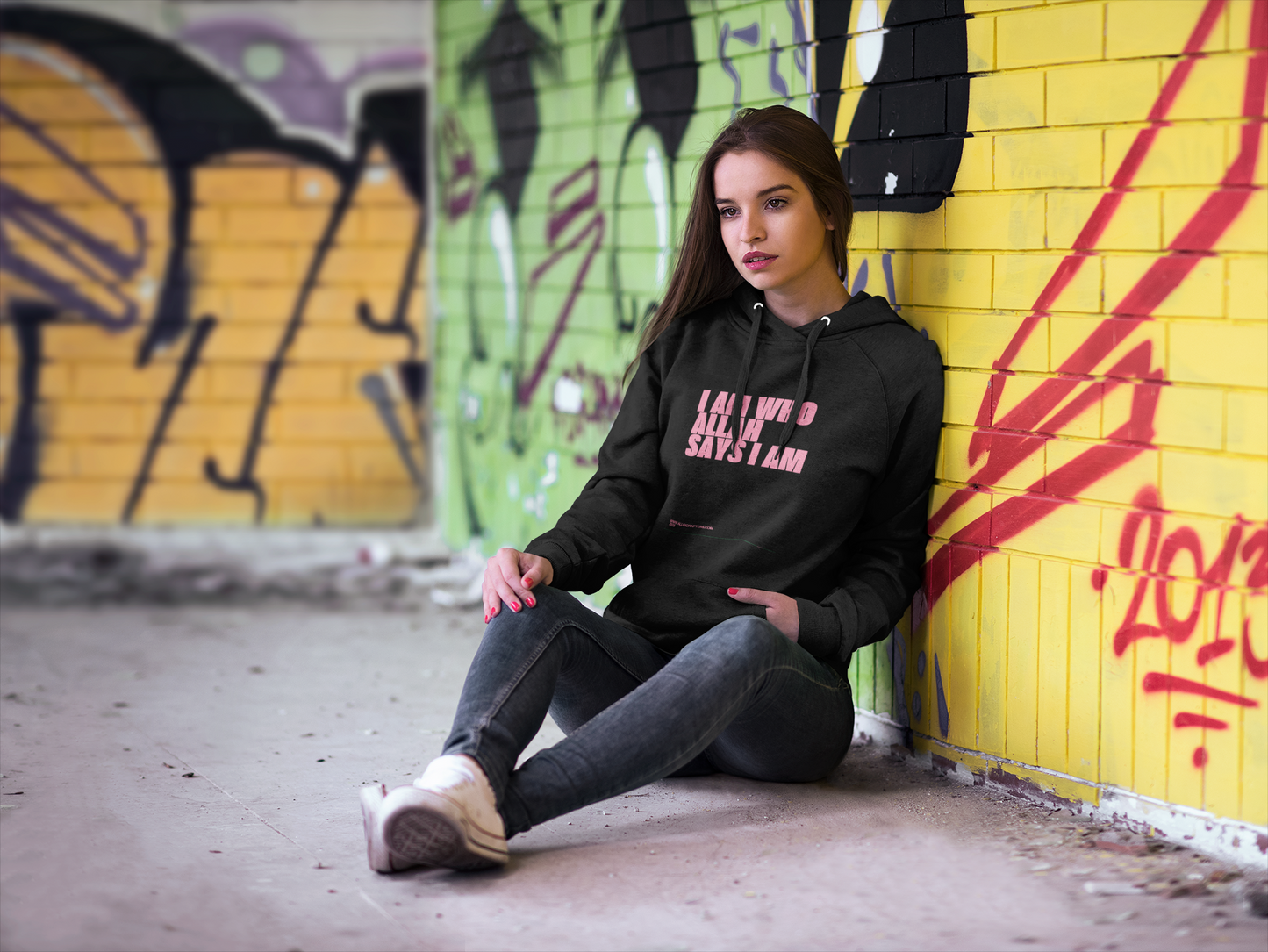 Hooded Sweatshirt - "I Am Who Allah Says I Am." Typography Design