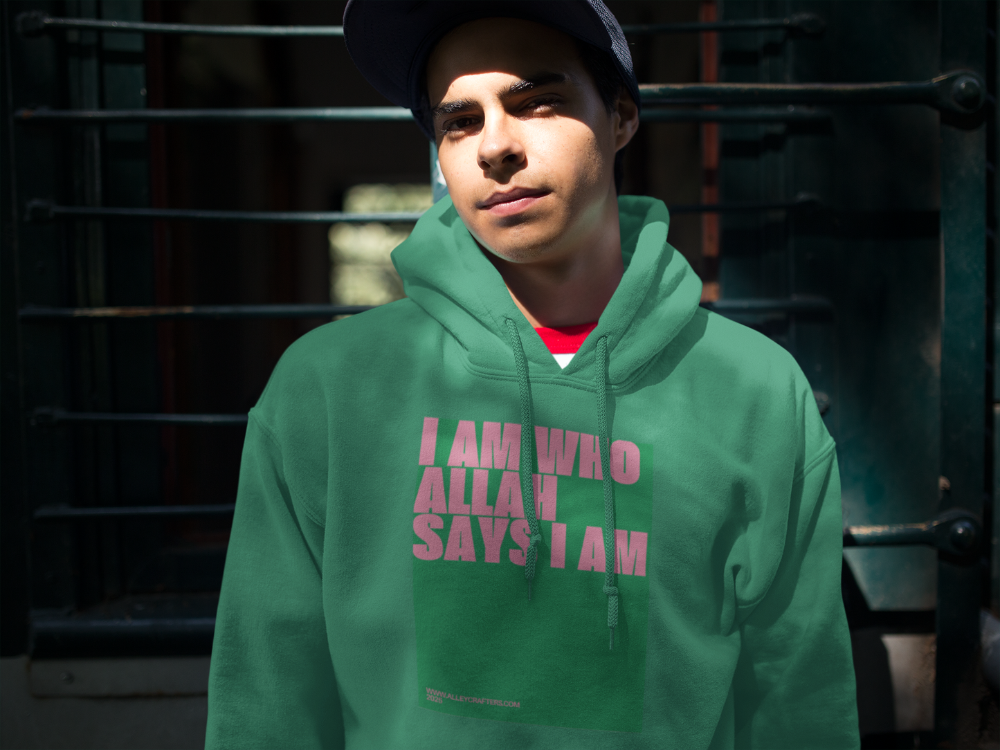 Hooded Sweatshirt - "I Am Who Allah Says I Am." Typography Design