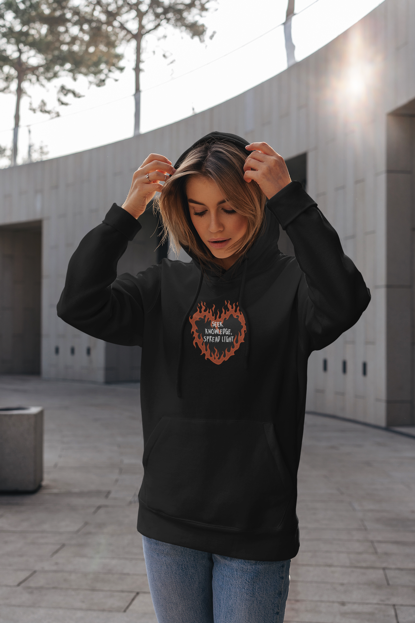 Unisex Hooded Hoodie - Seek Knowledge, Spread Light