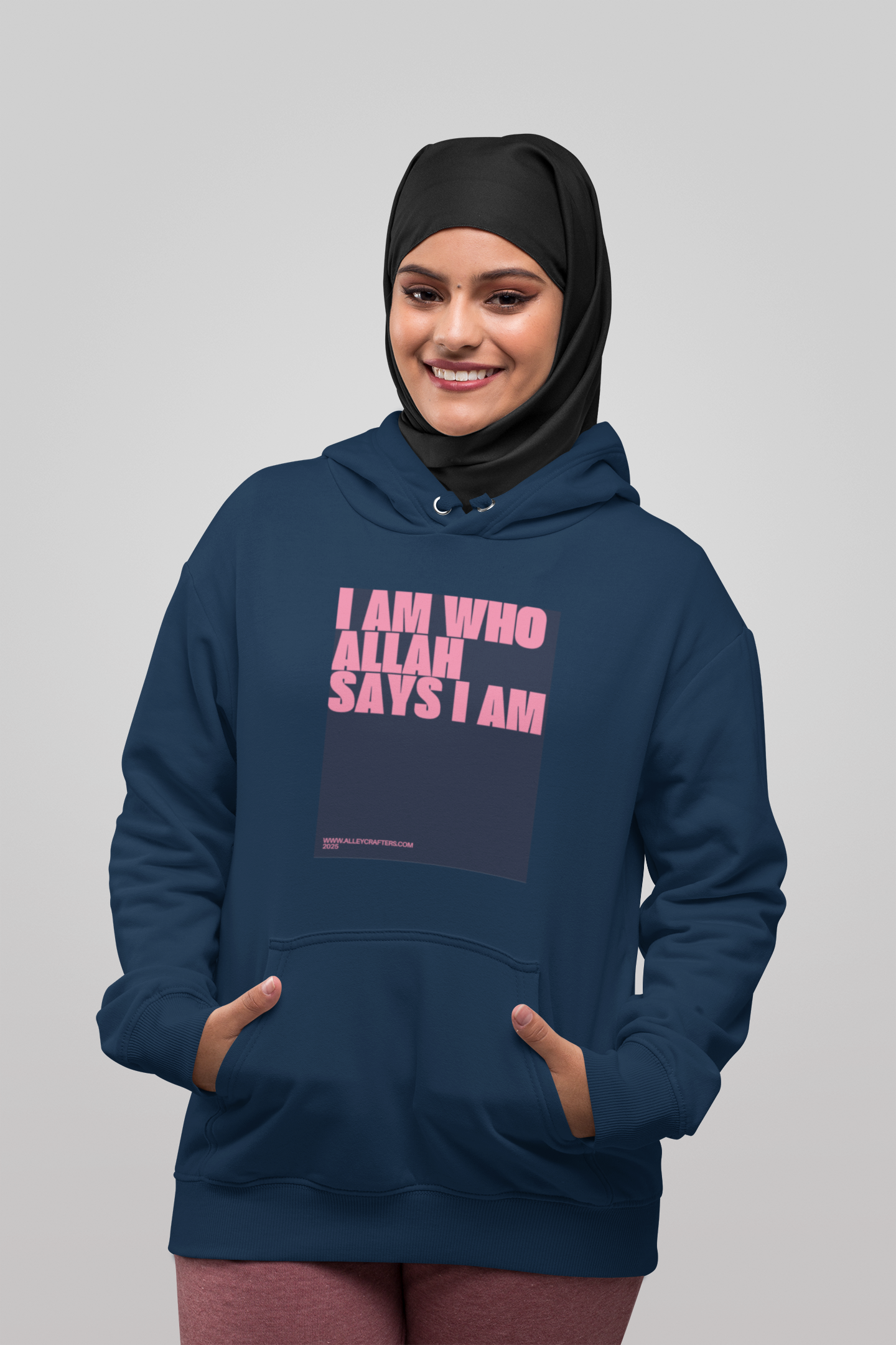 Hooded Sweatshirt - "I Am Who Allah Says I Am." Typography Design